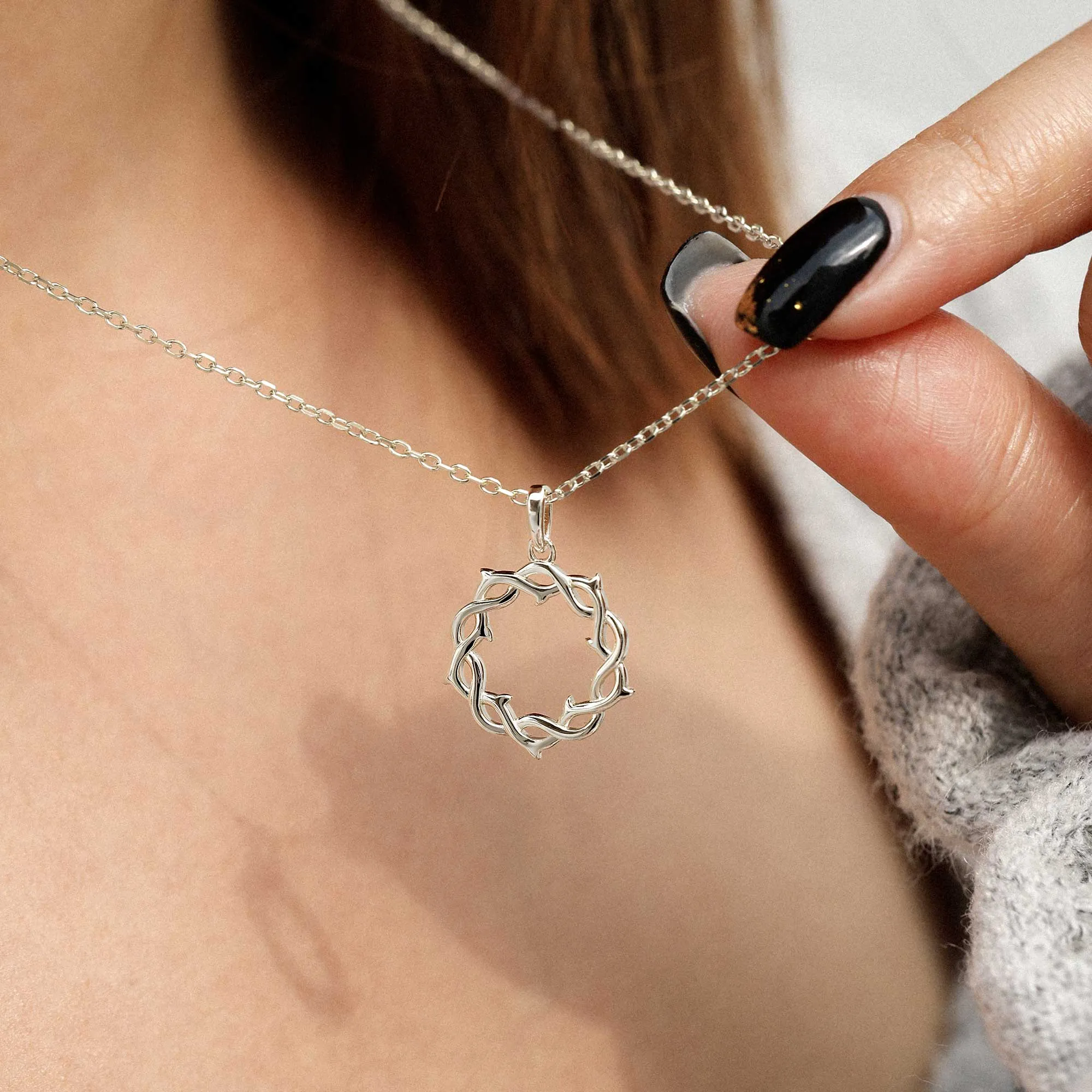 14K Solid Gold Crown of Thorns Pendant sold by Vanimy Jewelry product image thumbnail 2