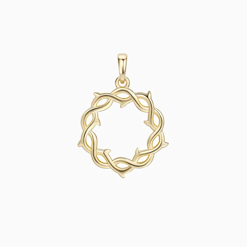 14K Solid Gold Crown of Thorns Pendant made by Vanimy Jewelry