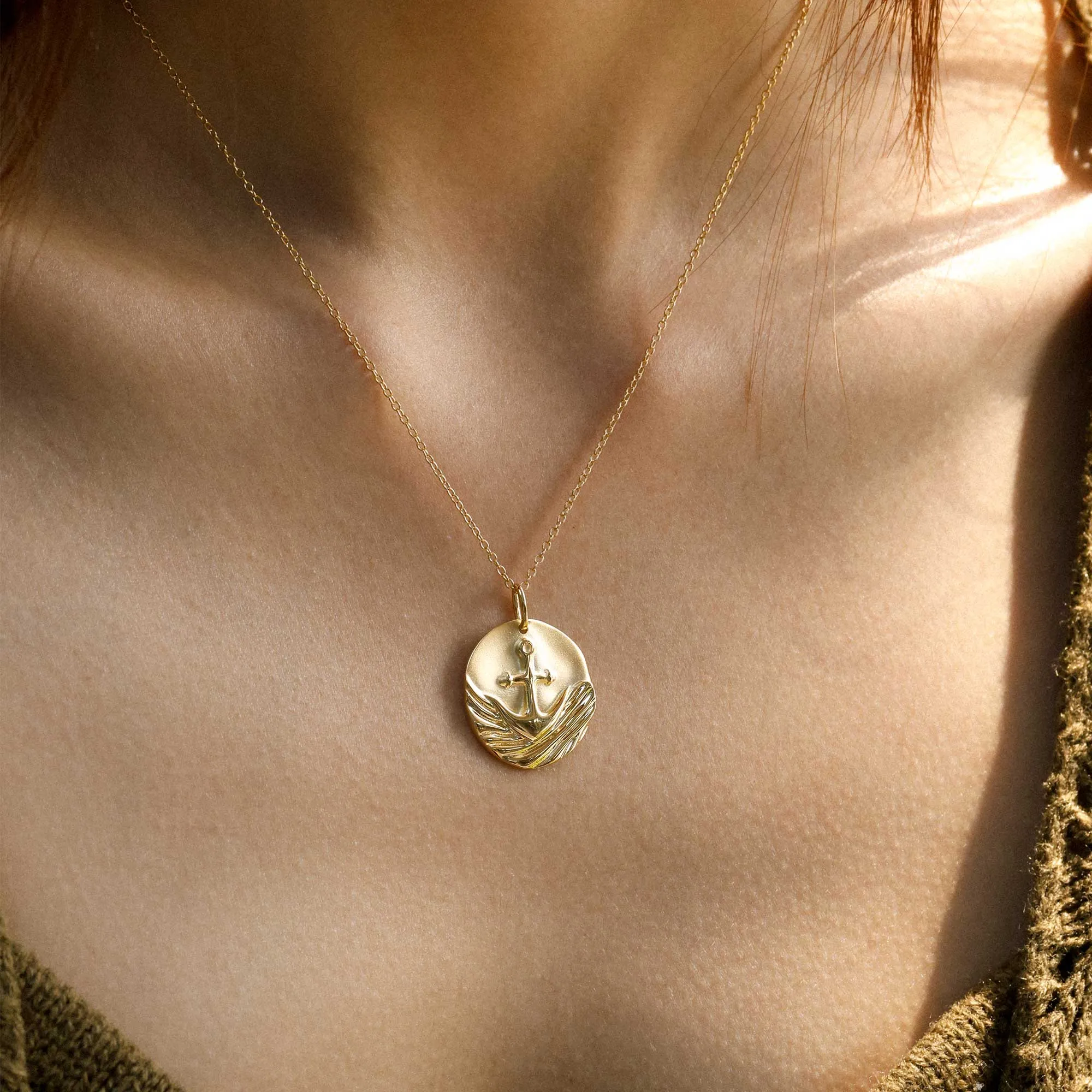 Gold Vermeil Anchor of Hope Cross Medallion Necklace sold by Vanimy Jewelry product image thumbnail 2