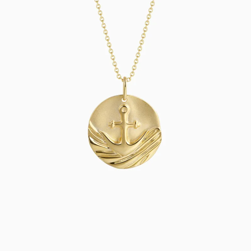 Gold Vermeil Anchor of Hope Cross Medallion Necklace made by Vanimy Jewelry