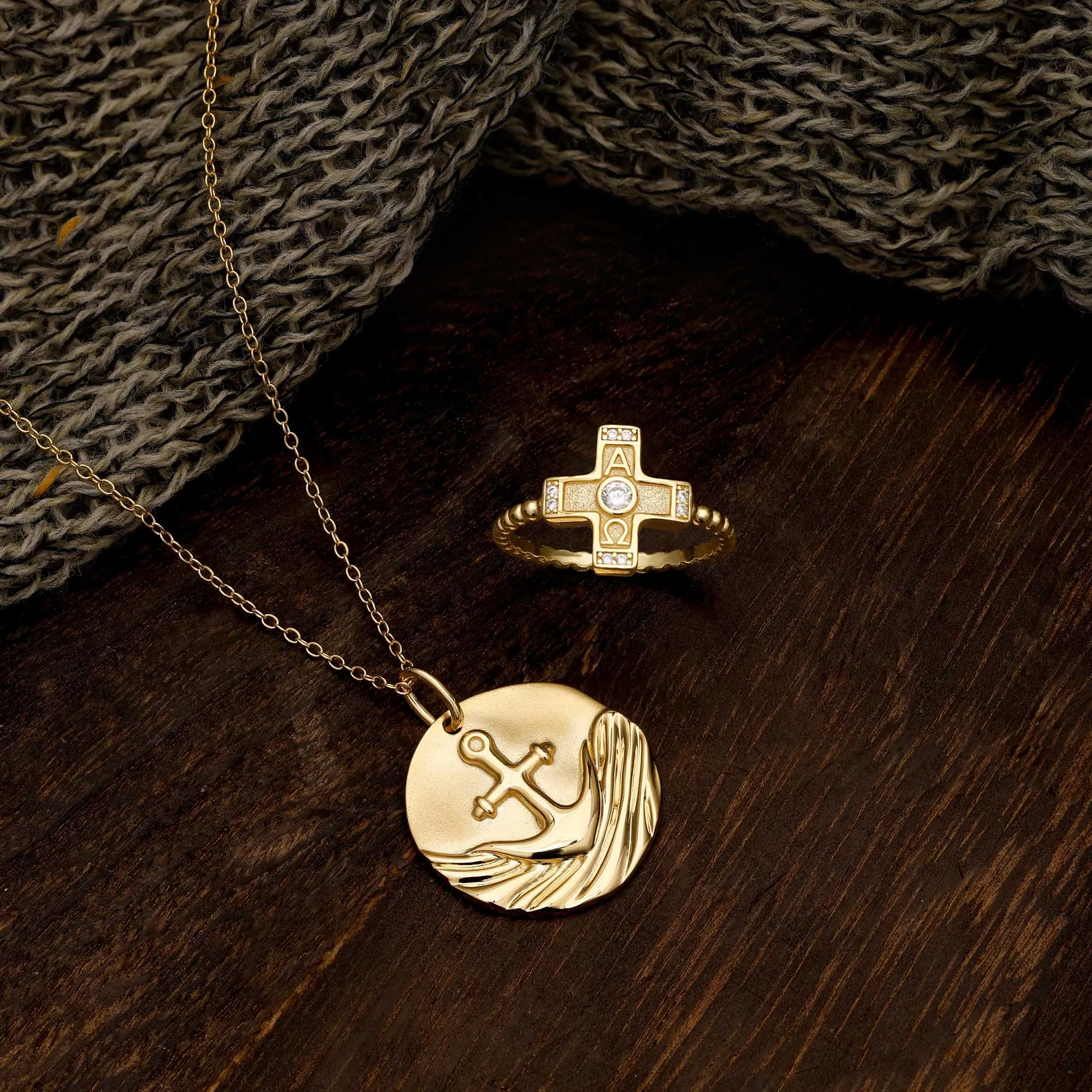 Gold Vermeil Anchor of Hope Cross Medallion Necklace sold by Vanimy Jewelry product image thumbnail 4