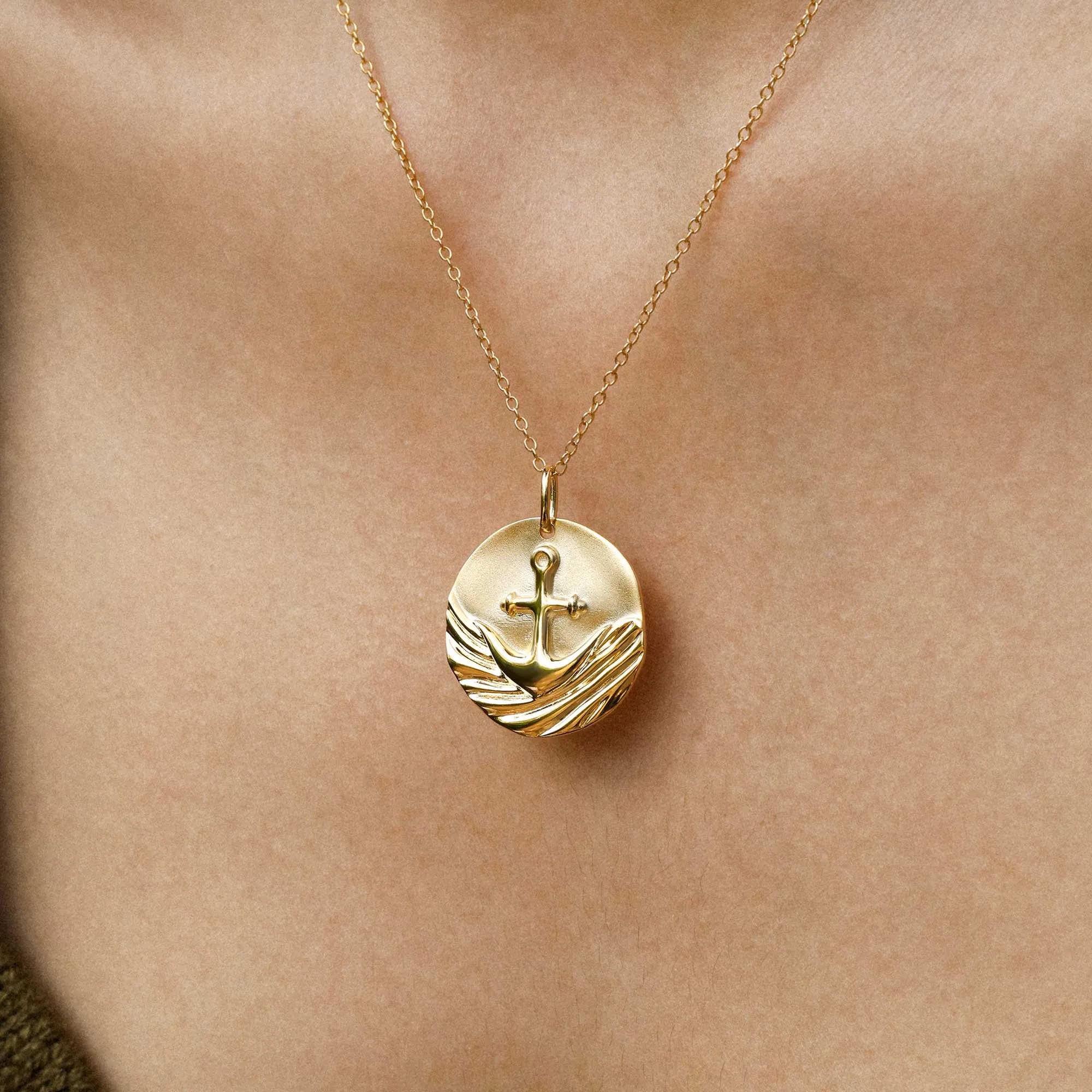 Gold Vermeil Anchor of Hope Cross Medallion Necklace sold by Vanimy Jewelry product image thumbnail 3