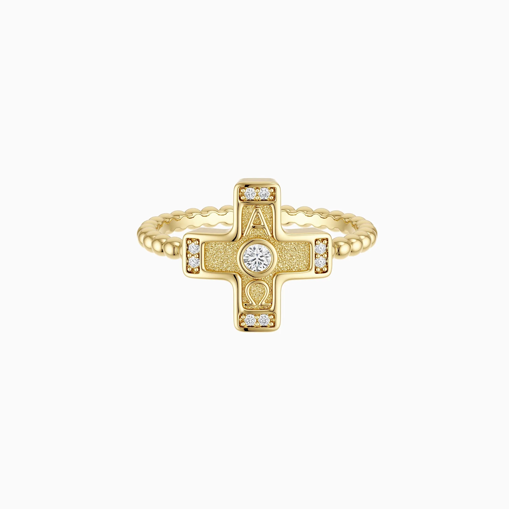 Alpha Omega Cross Statement Beaded Ring sold by Vanimy Jewelry