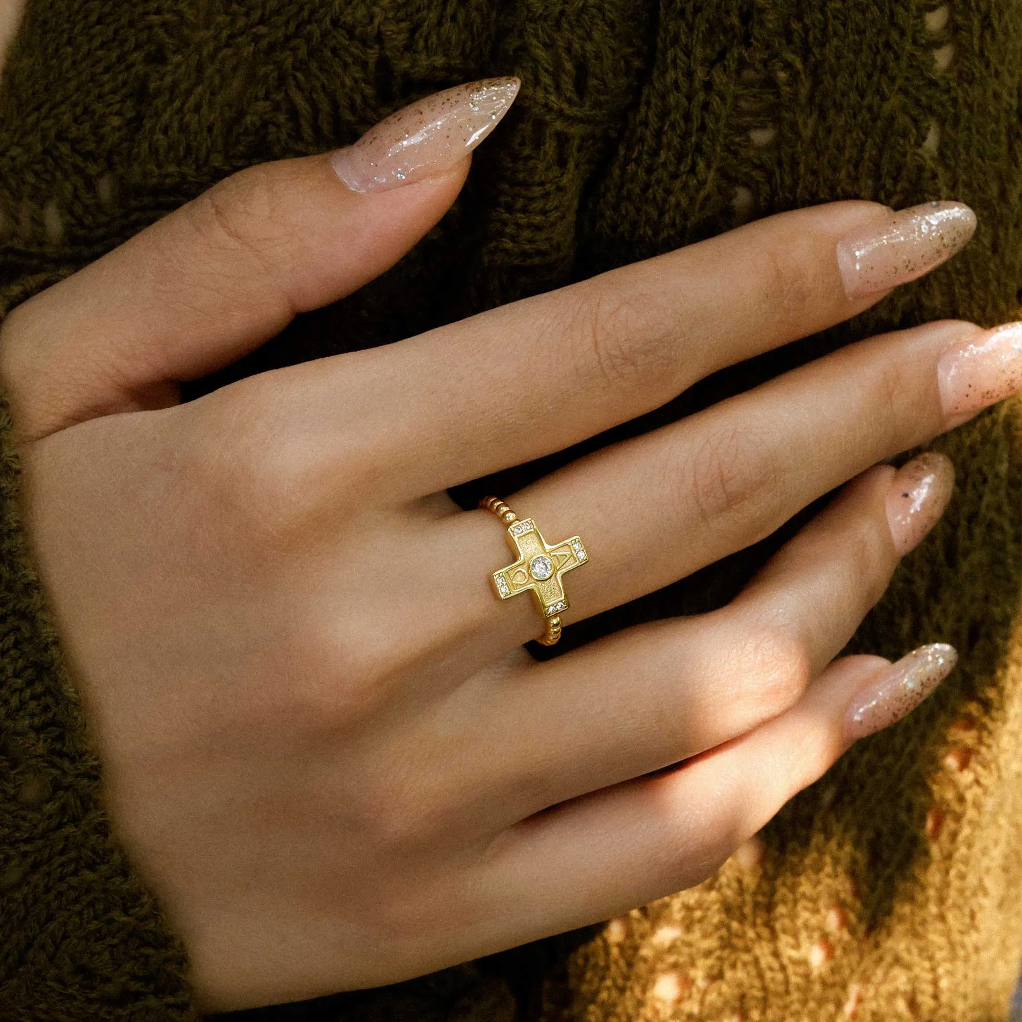 Alpha Omega Cross Statement Beaded Ring sold by Vanimy Jewelry product image thumbnail 2
