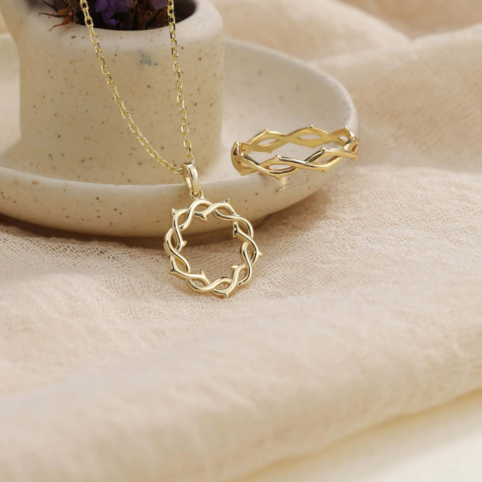 Solid Gold Crown of Thorns Band sold by Vanimy Jewelry product image thumbnail 4