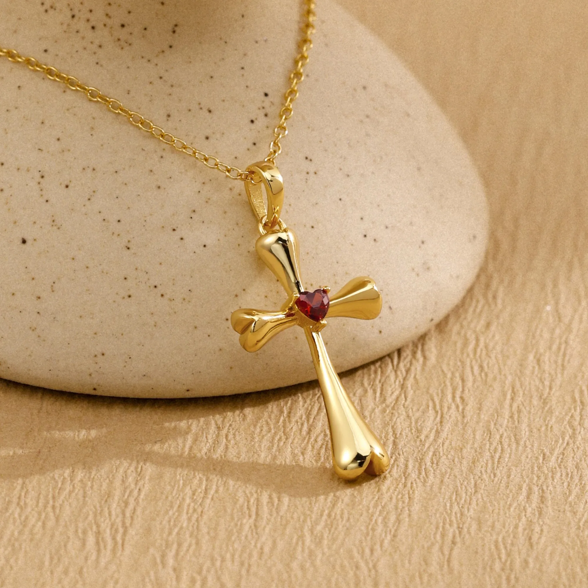 Heartfold Cross Necklace sold by Vanimy Jewelry product image thumbnail 2