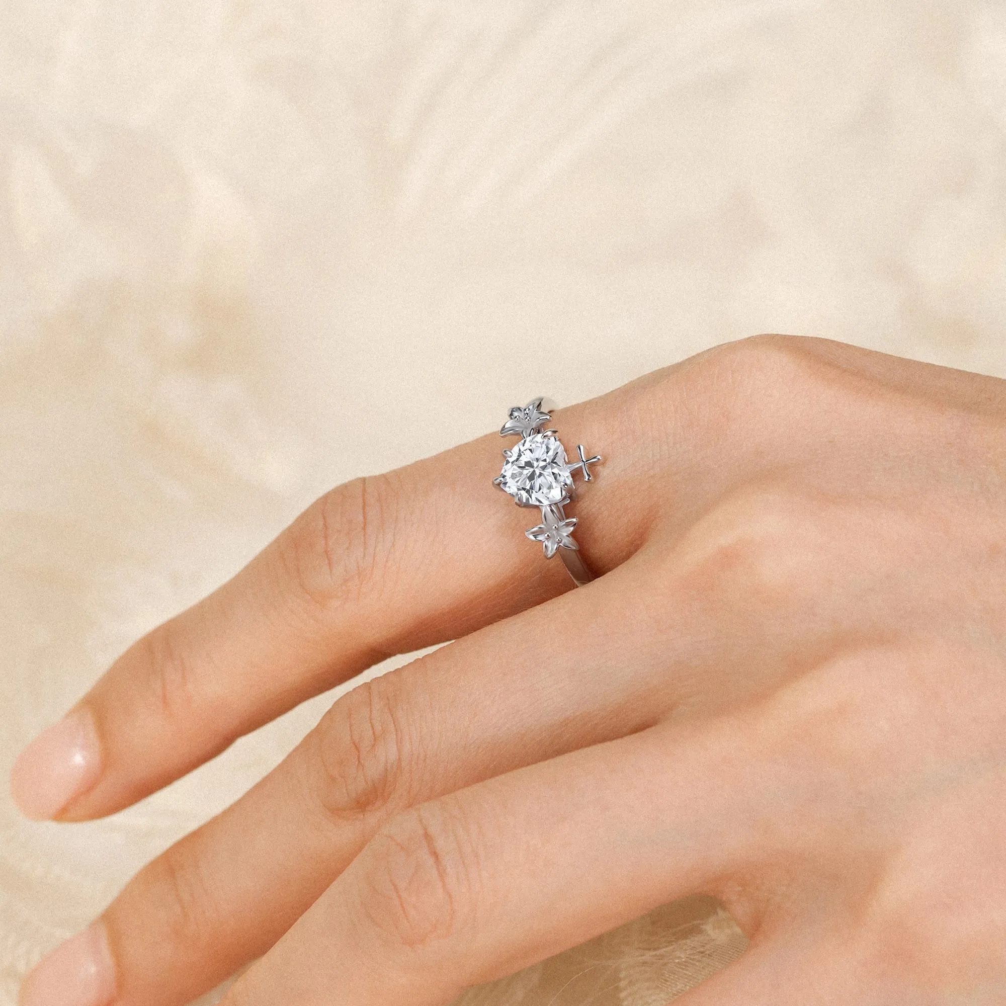 Lily Heart Cross White Topaz Ring sold by Vanimy Jewelry product image thumbnail 3