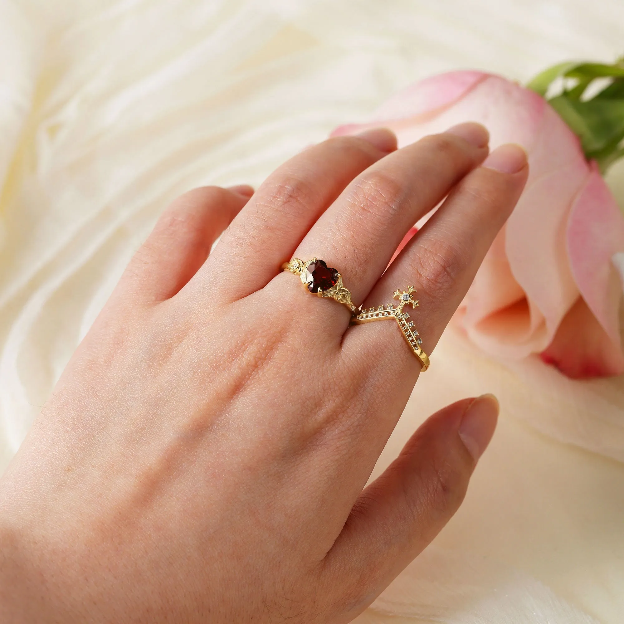 Lucia Cross Topaz V Shape Ring sold by Vanimy Jewelry product image thumbnail 4