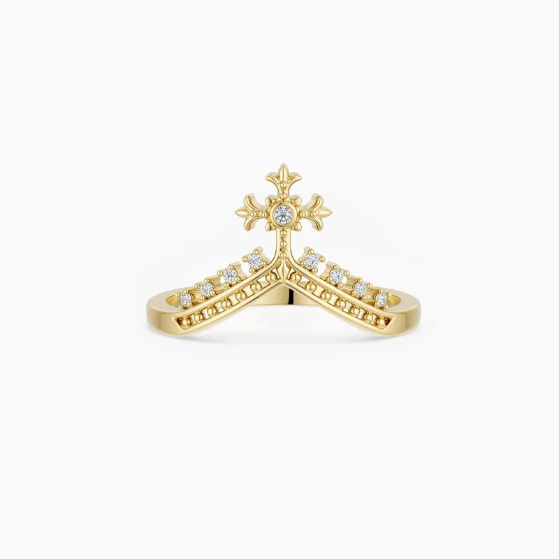 Lucia Cross Topaz V Shape Ring made by Vanimy Jewelry