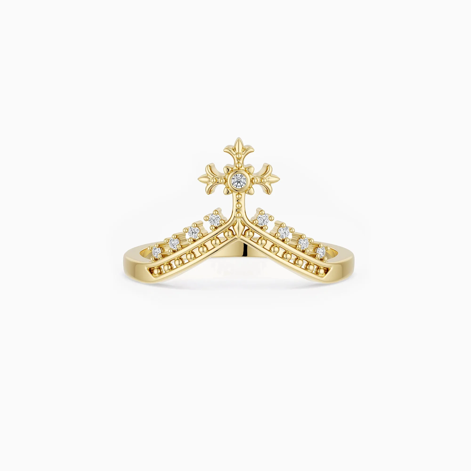 Lucia Cross Topaz V Shape Ring sold by Vanimy Jewelry