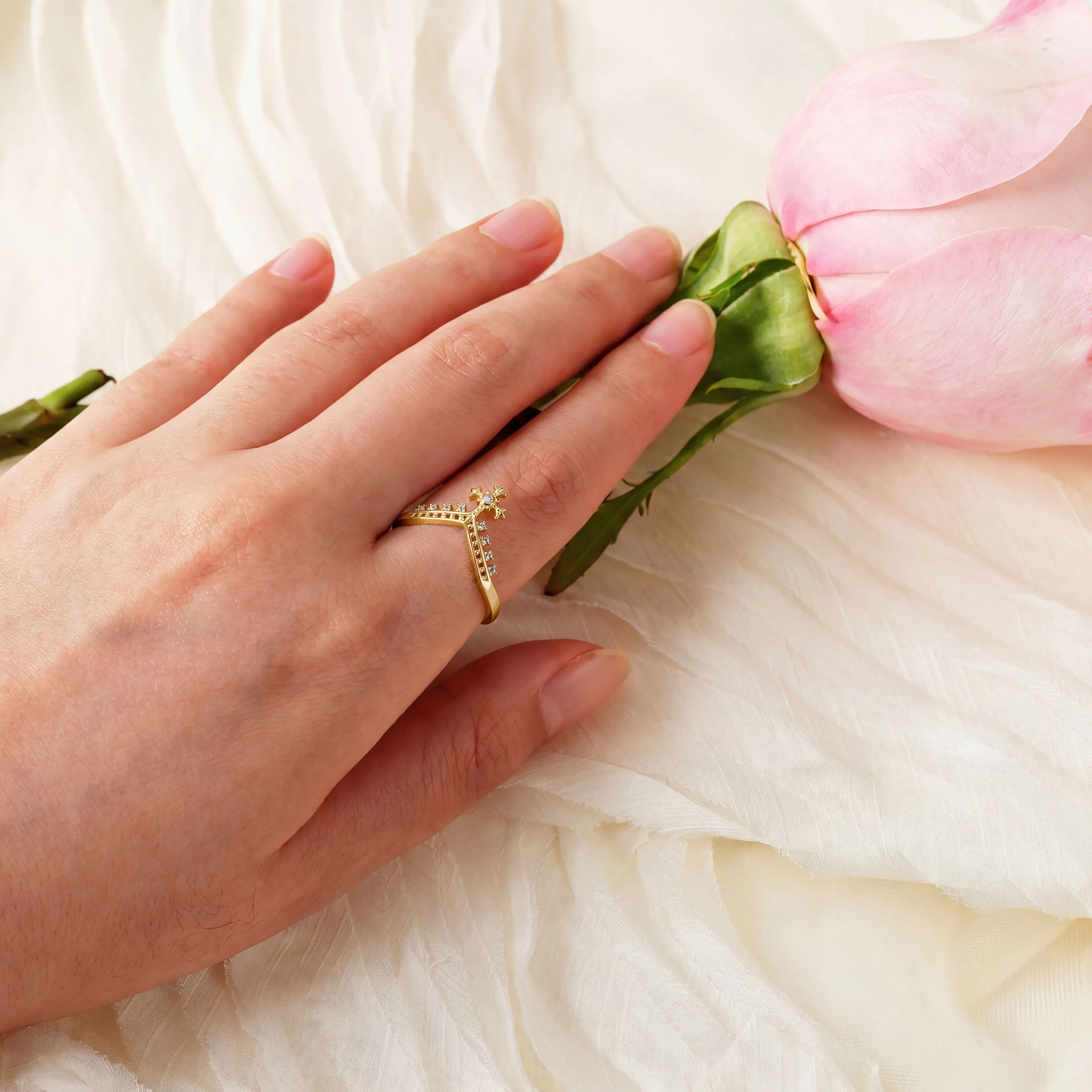 Lucia Cross Topaz V Shape Ring sold by Vanimy Jewelry product image thumbnail 3