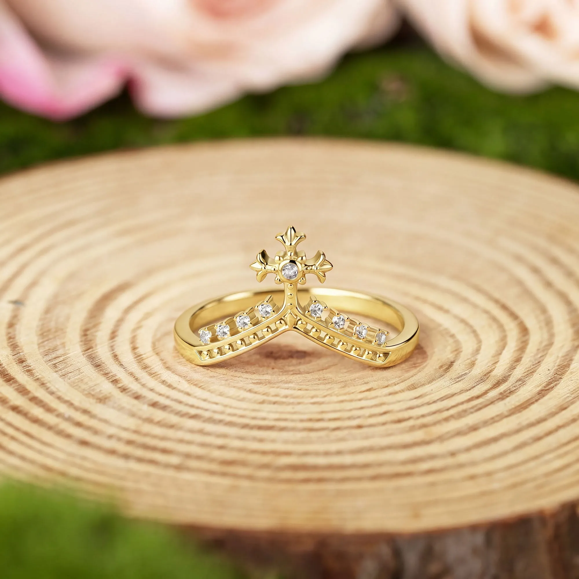 Lucia Cross Topaz V Shape Ring sold by Vanimy Jewelry product image thumbnail 2