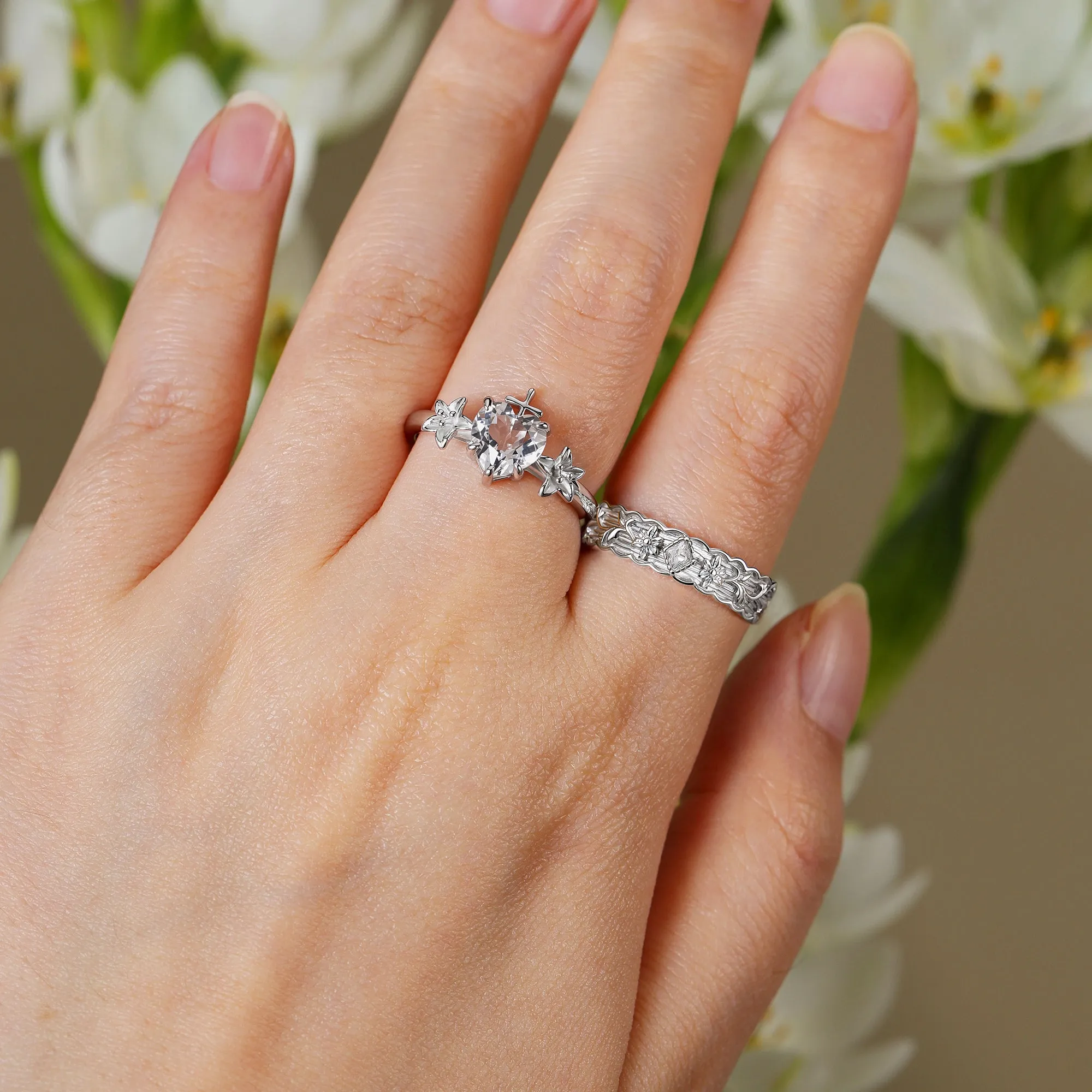 Lily Lumina White Topaz Band Ring sold by Vanimy Jewelry product image thumbnail 4