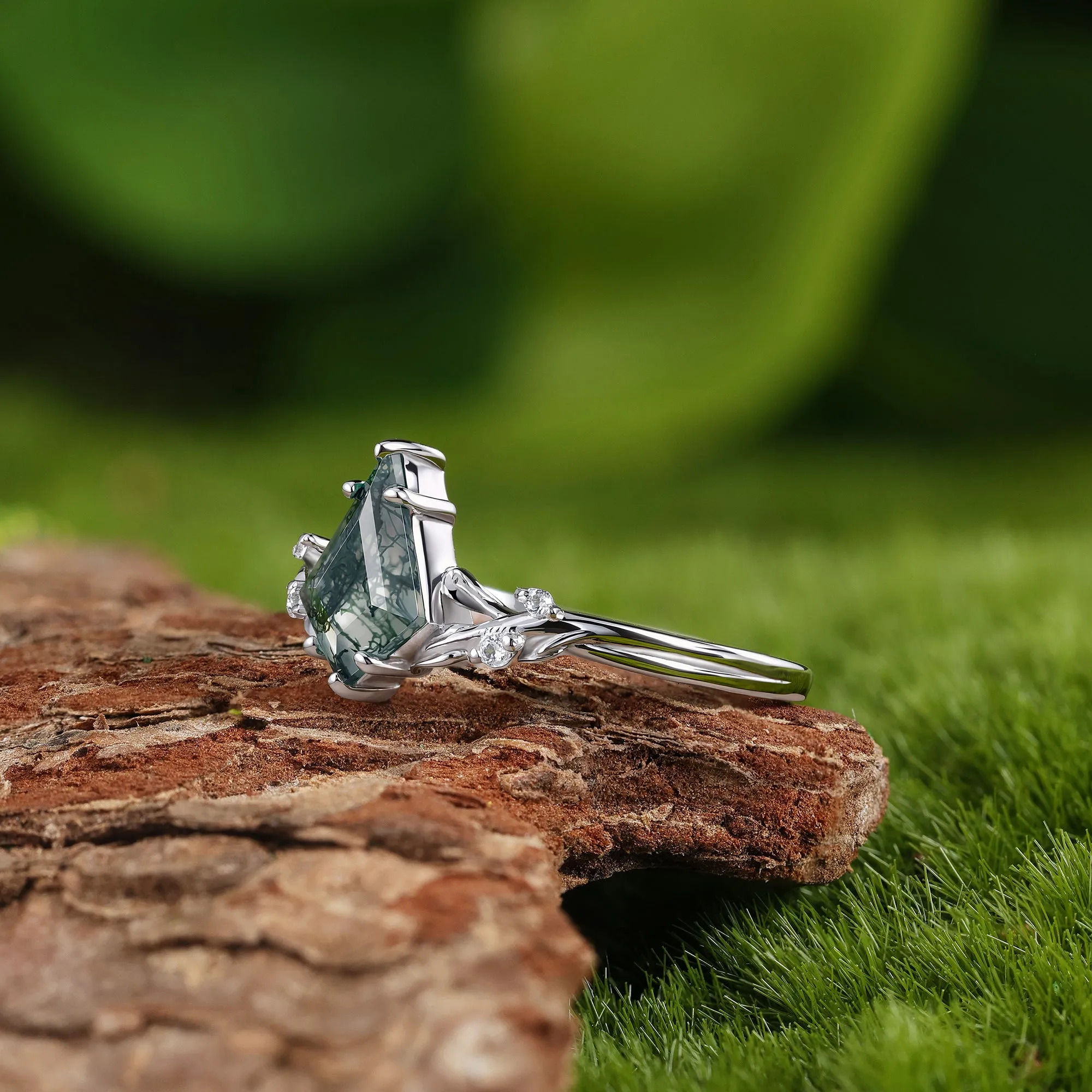 Leaf Kite Moss Agate Ring sold by Vanimy Jewelry product image thumbnail 5