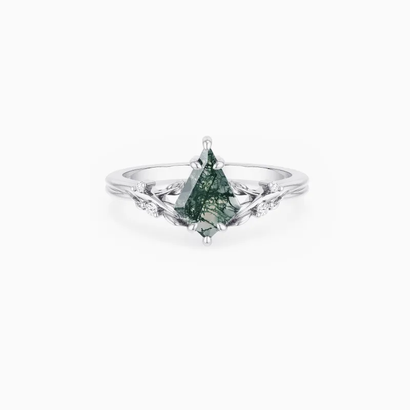 Leaf Kite Moss Agate Ring made by Vanimy Jewelry