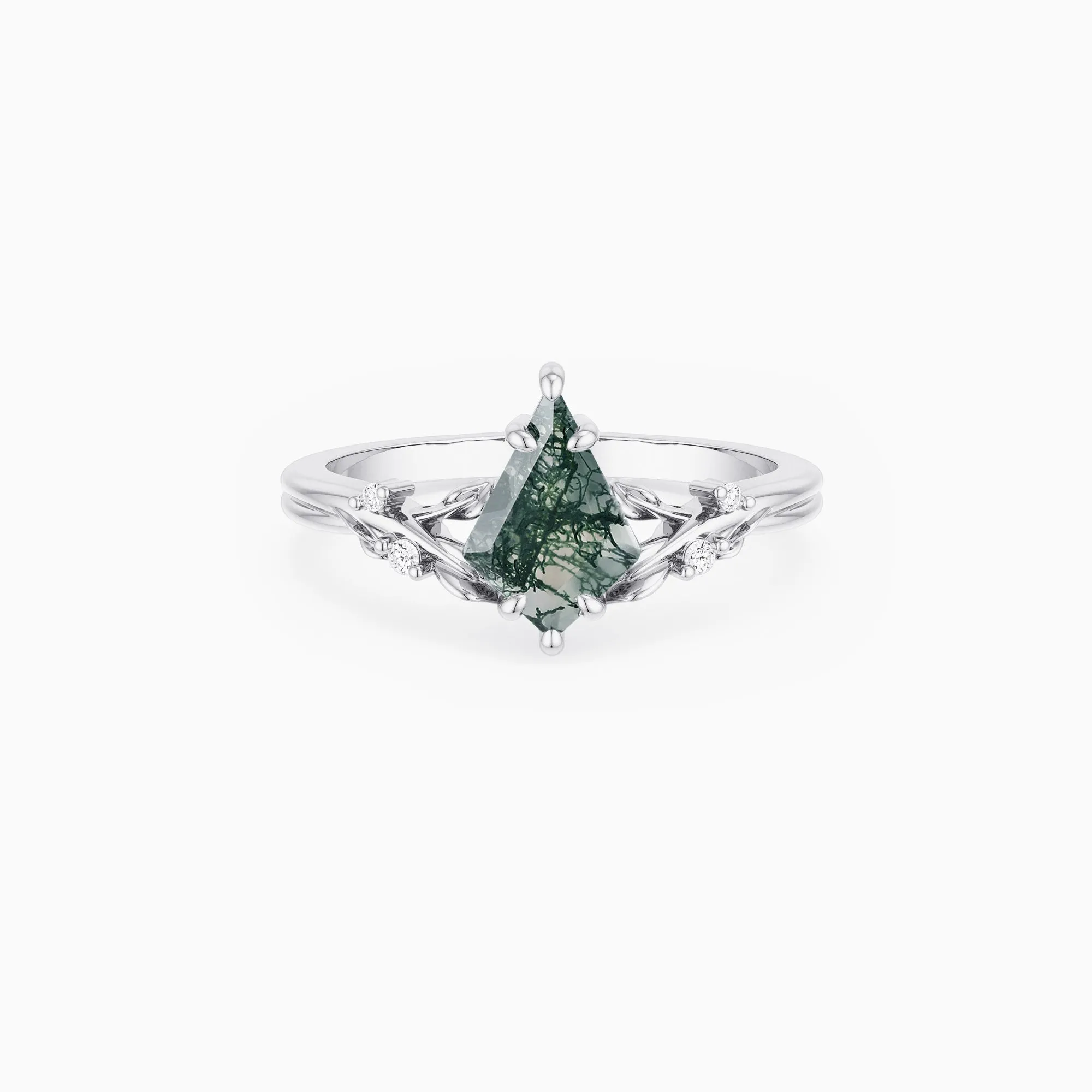 Leaf Kite Moss Agate Ring sold by Vanimy Jewelry