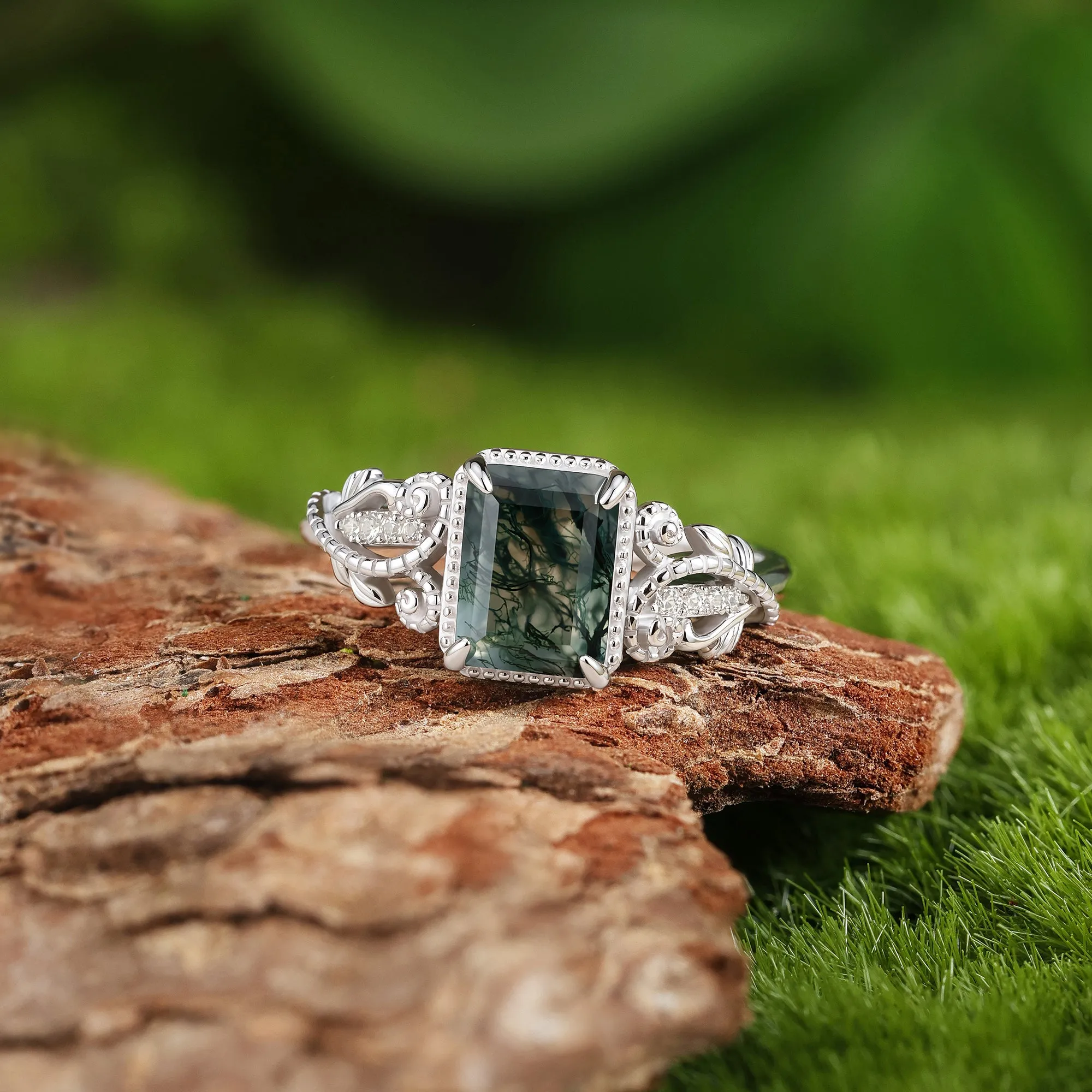 Verdant Reverie Moss Agate Ring sold by Vanimy Jewelry product image thumbnail 2