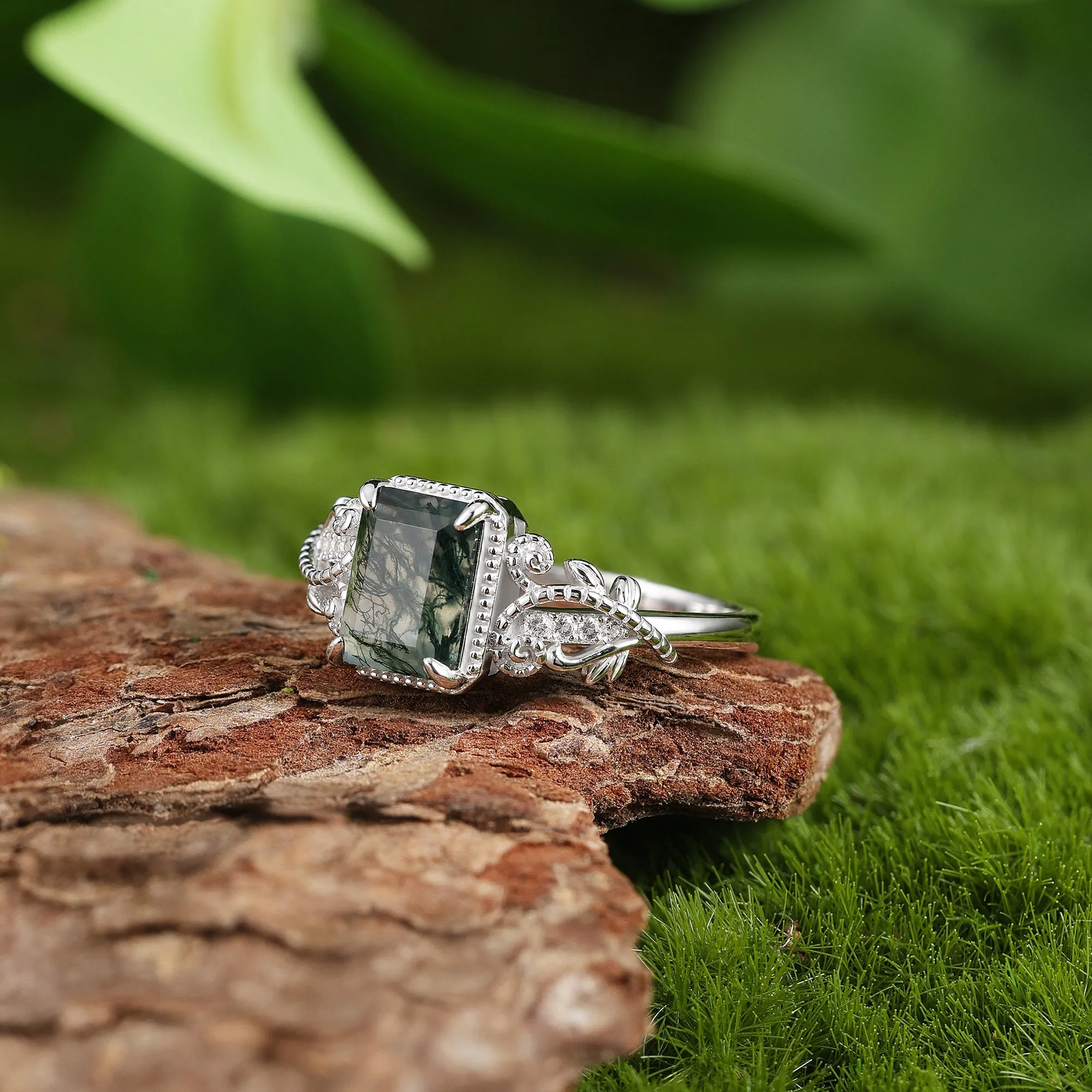 Verdant Reverie Moss Agate Ring sold by Vanimy Jewelry product image thumbnail 5