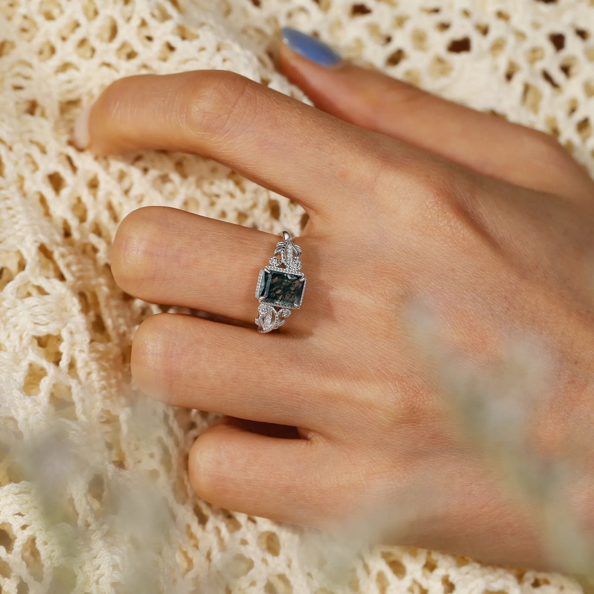 Verdant Reverie Moss Agate Ring sold by Vanimy Jewelry product image thumbnail 3