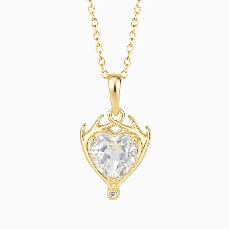 Gold Vermeil Antler Heart Necklace made by Vanimy Jewelry