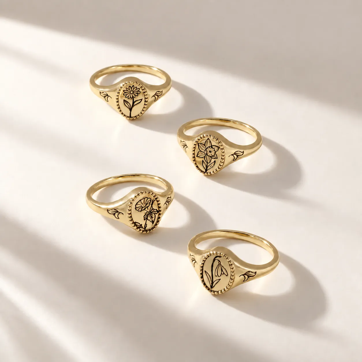 Birth Flower Signet Ring sold by Vanimy Jewelry product image thumbnail 2
