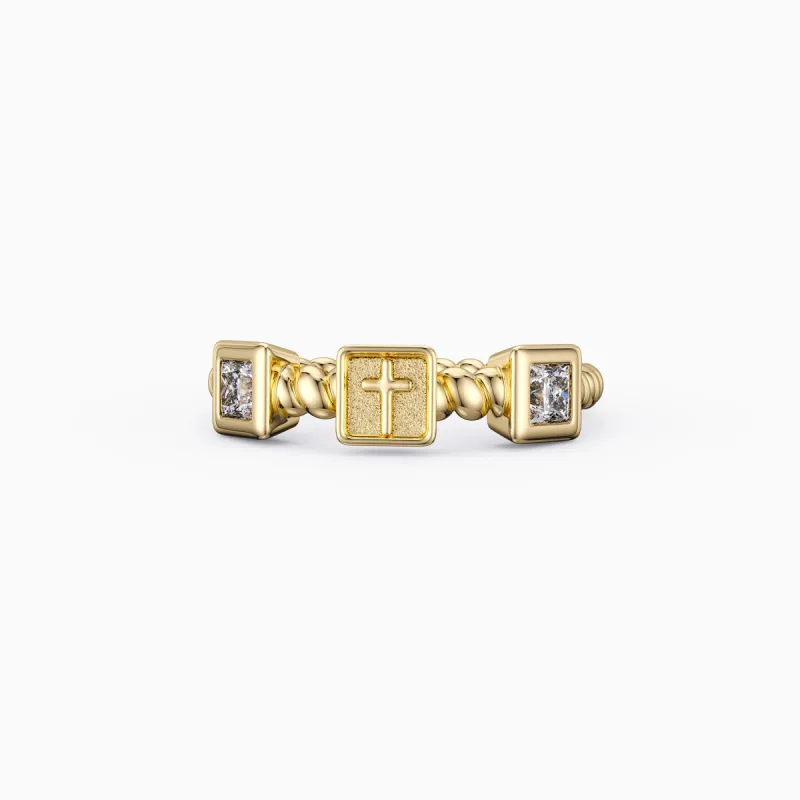 Cross Twine Stackable Ring sold by Vanimy Jewelry