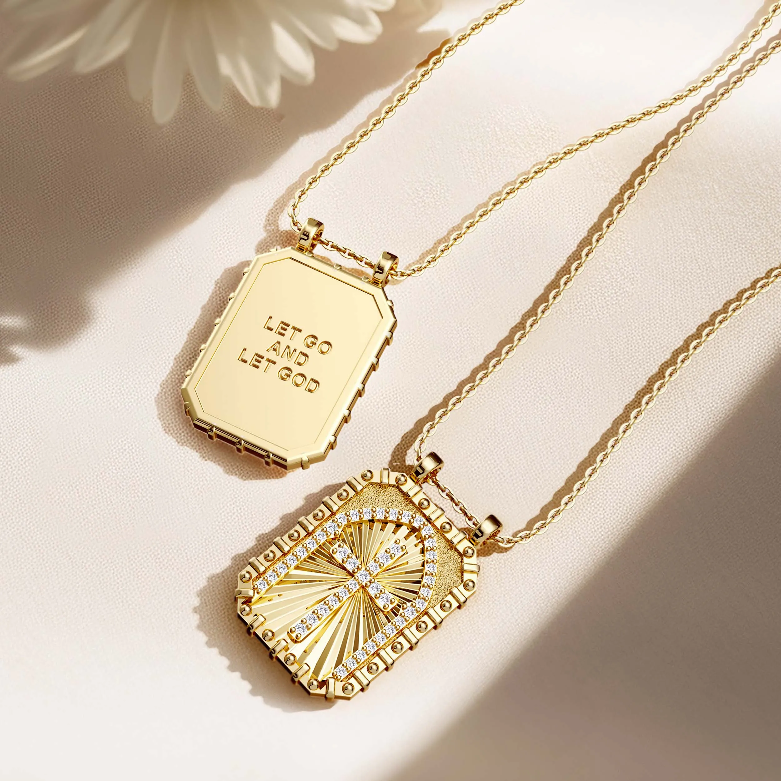 Let Go And Let God Cross Medallion Pendant Engraved Necklace sold by Vanimy Jewelry product image thumbnail 4