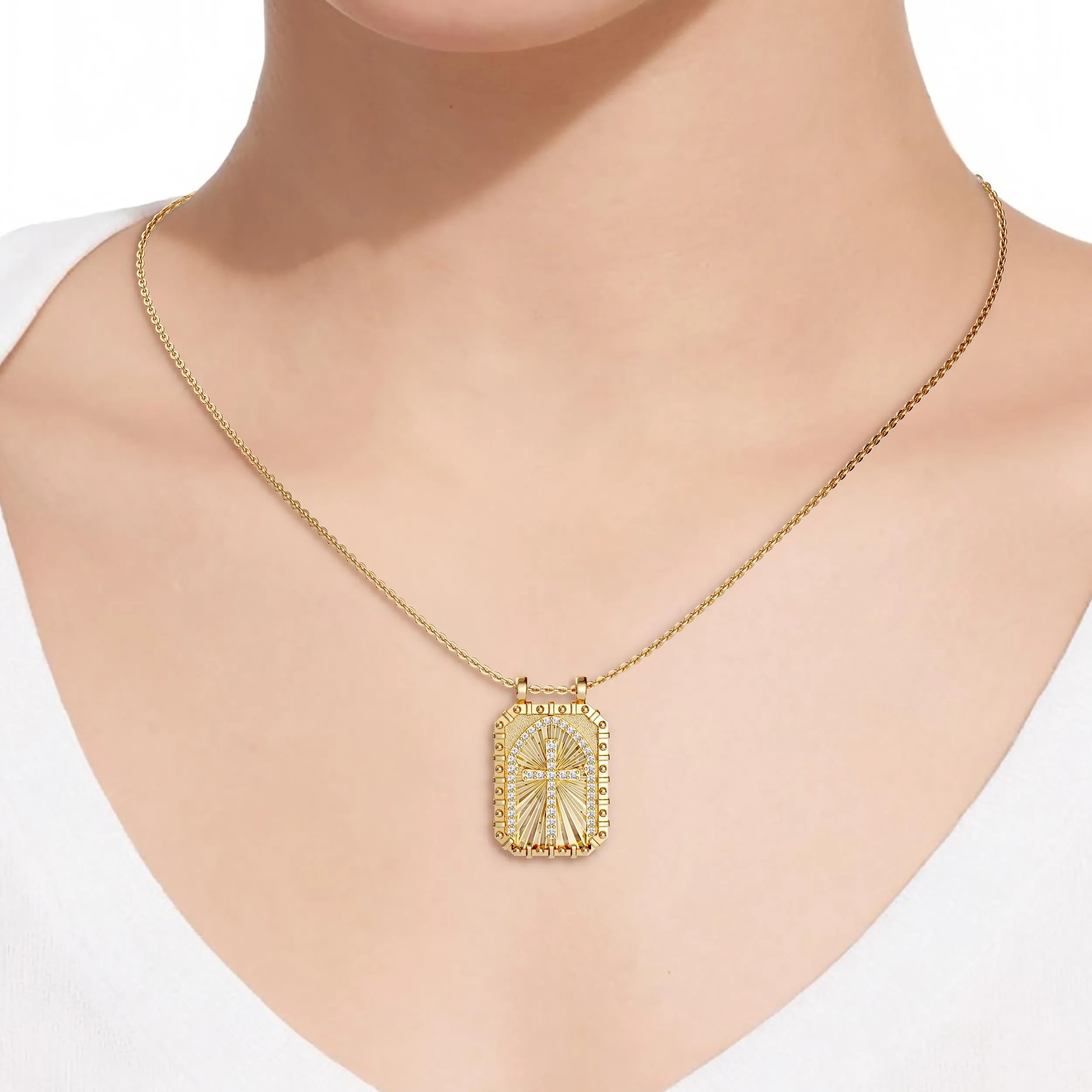 Let Go And Let God Cross Medallion Pendant Engraved Necklace sold by Vanimy Jewelry product image thumbnail 3