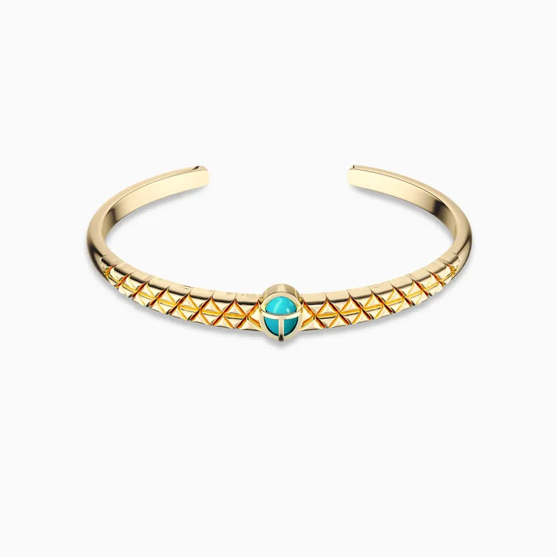 Turquoise Scarab Talisman Triangular Pyramid Open Bangle sold by Vanimy Jewelry