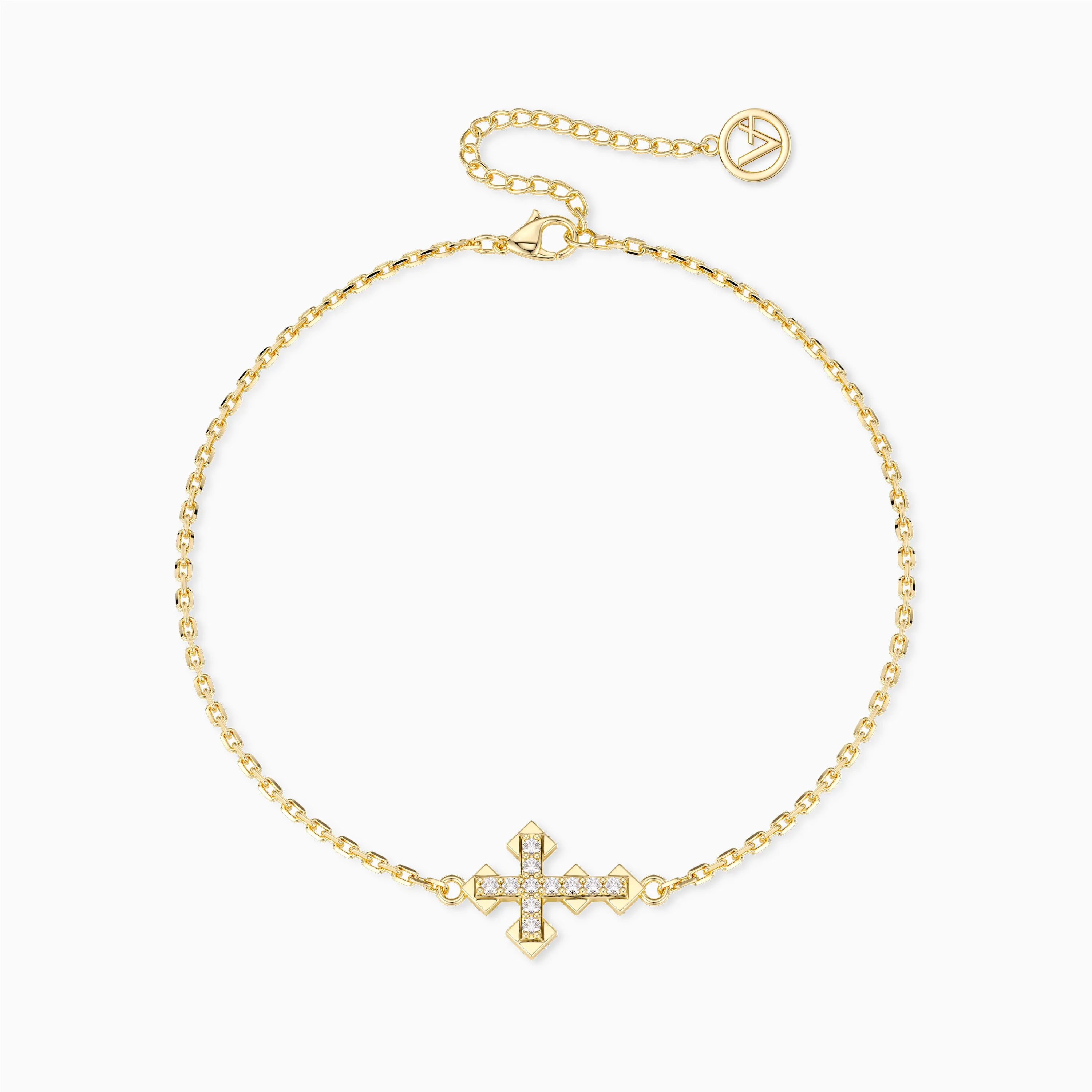 Gold Zircon Cross Bracelet sold by Vanimy Jewelry