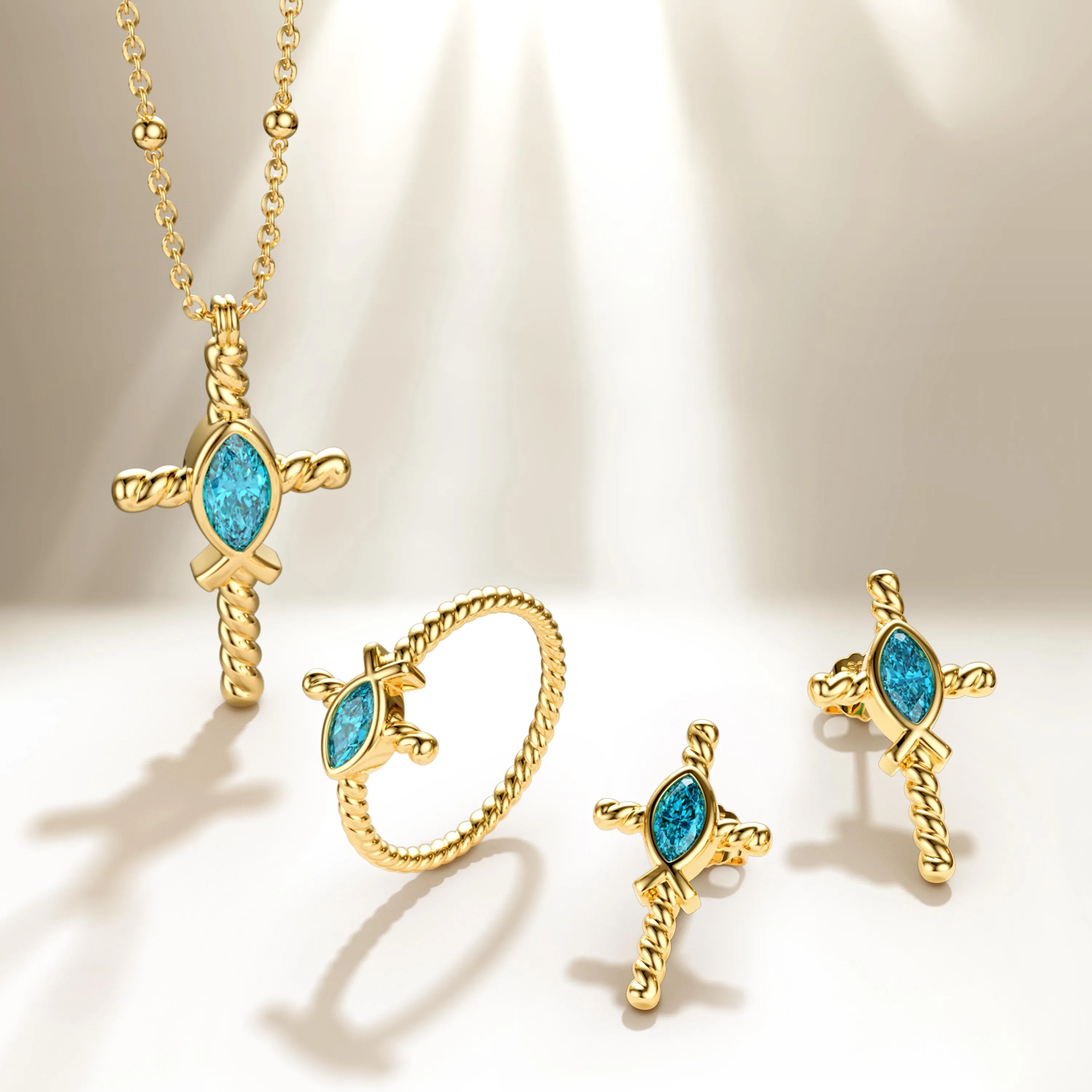 Jesus Fish Solitaire Earrings sold by Vanimy Jewelry product image thumbnail 4