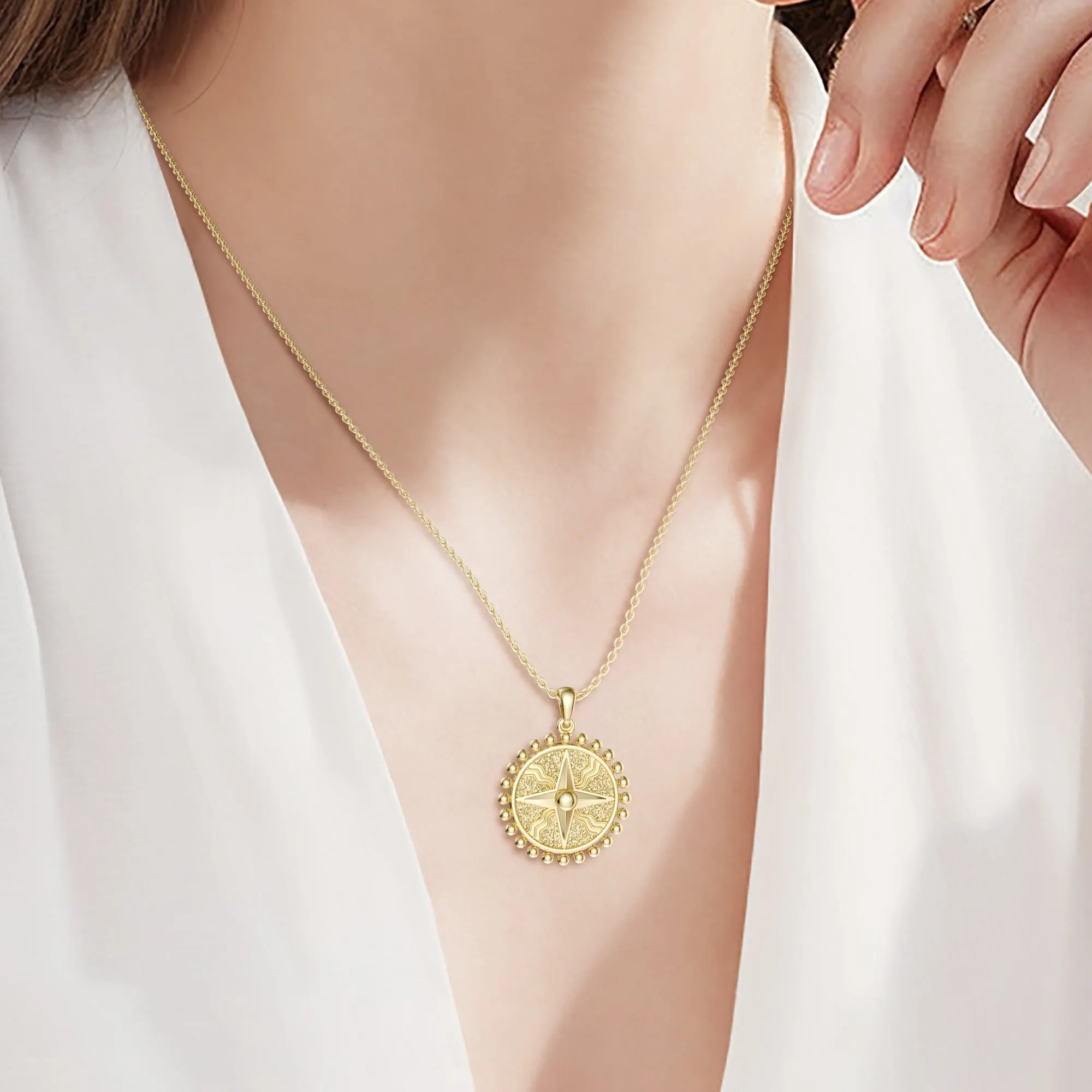 Star of Shamash Beaded Medallion Pendant Necklace sold by Vanimy Jewelry product image thumbnail 4