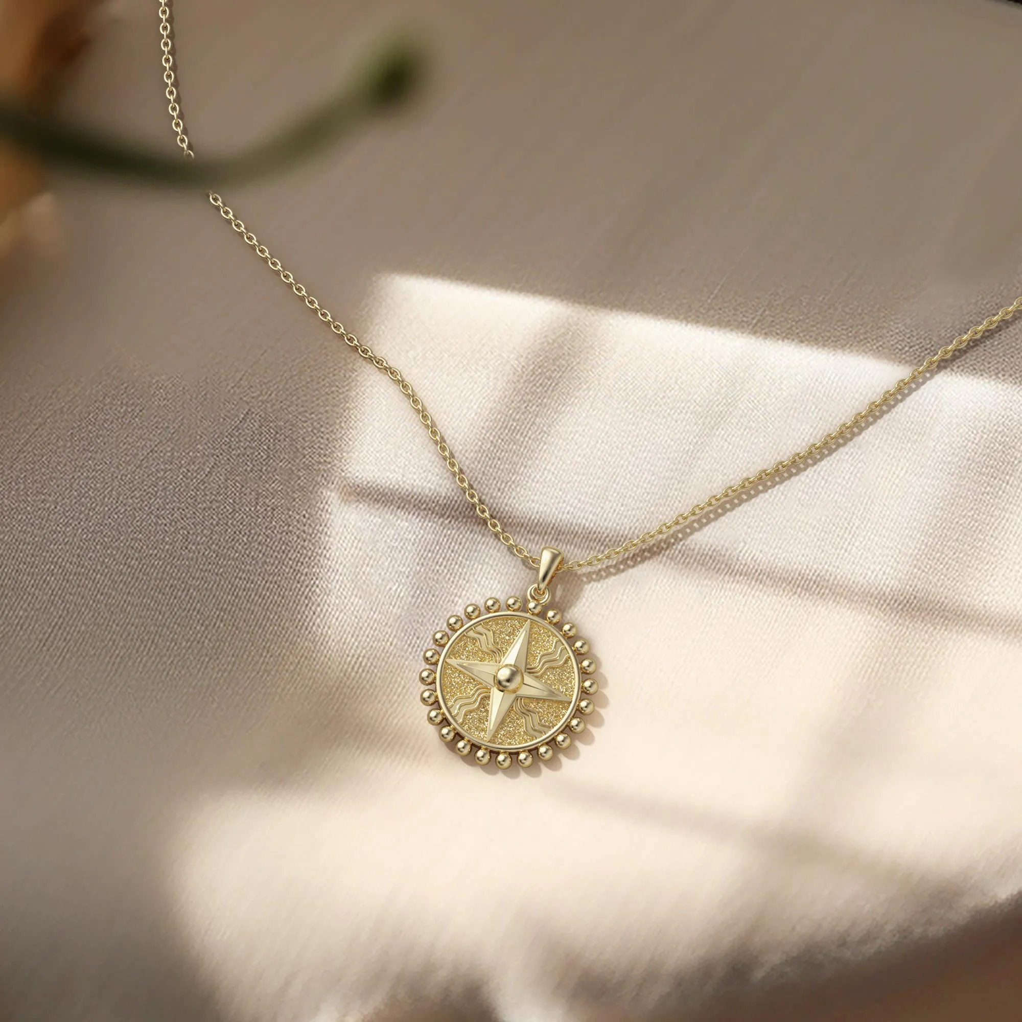 Star of Shamash Beaded Medallion Pendant Necklace sold by Vanimy Jewelry product image thumbnail 3