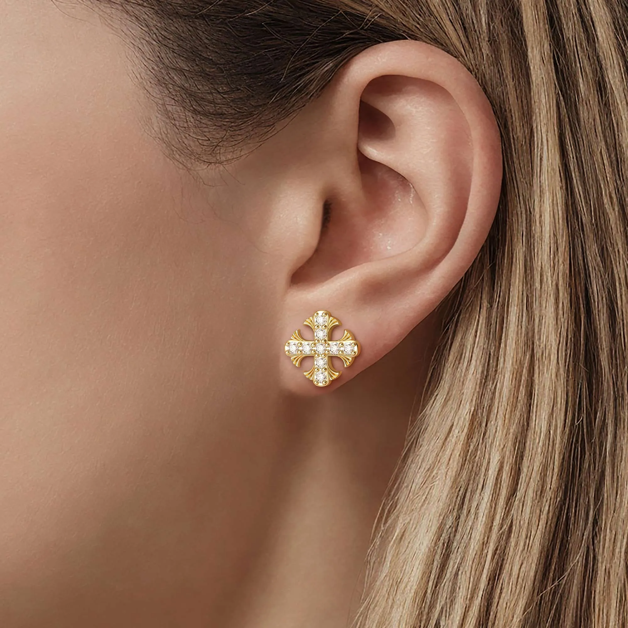 Cross Stud Earrings sold by Vanimy Jewelry product image thumbnail 2
