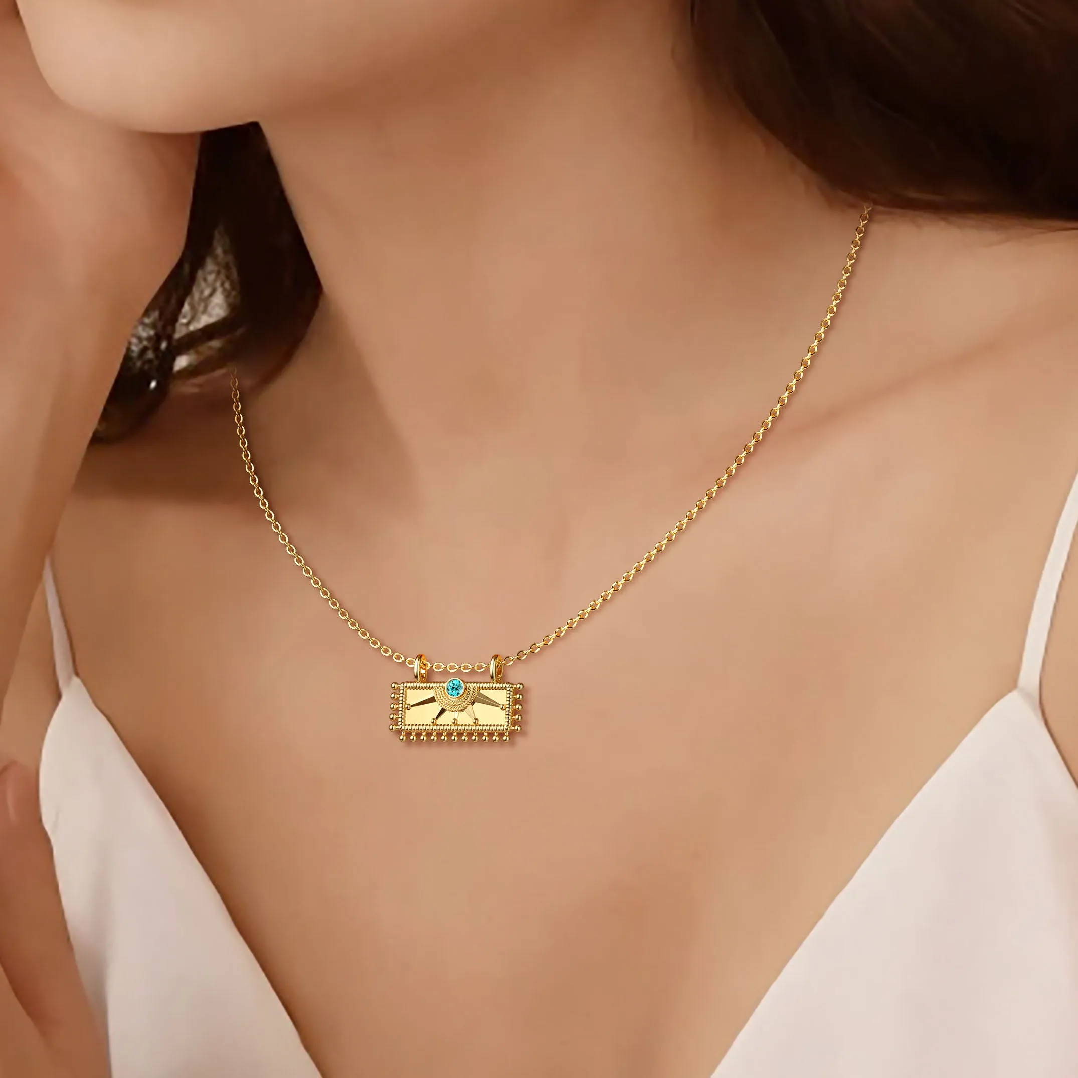 ‘Rise and Shine' Sunburst Charm Pendant Necklace sold by Vanimy Jewelry product image thumbnail 2