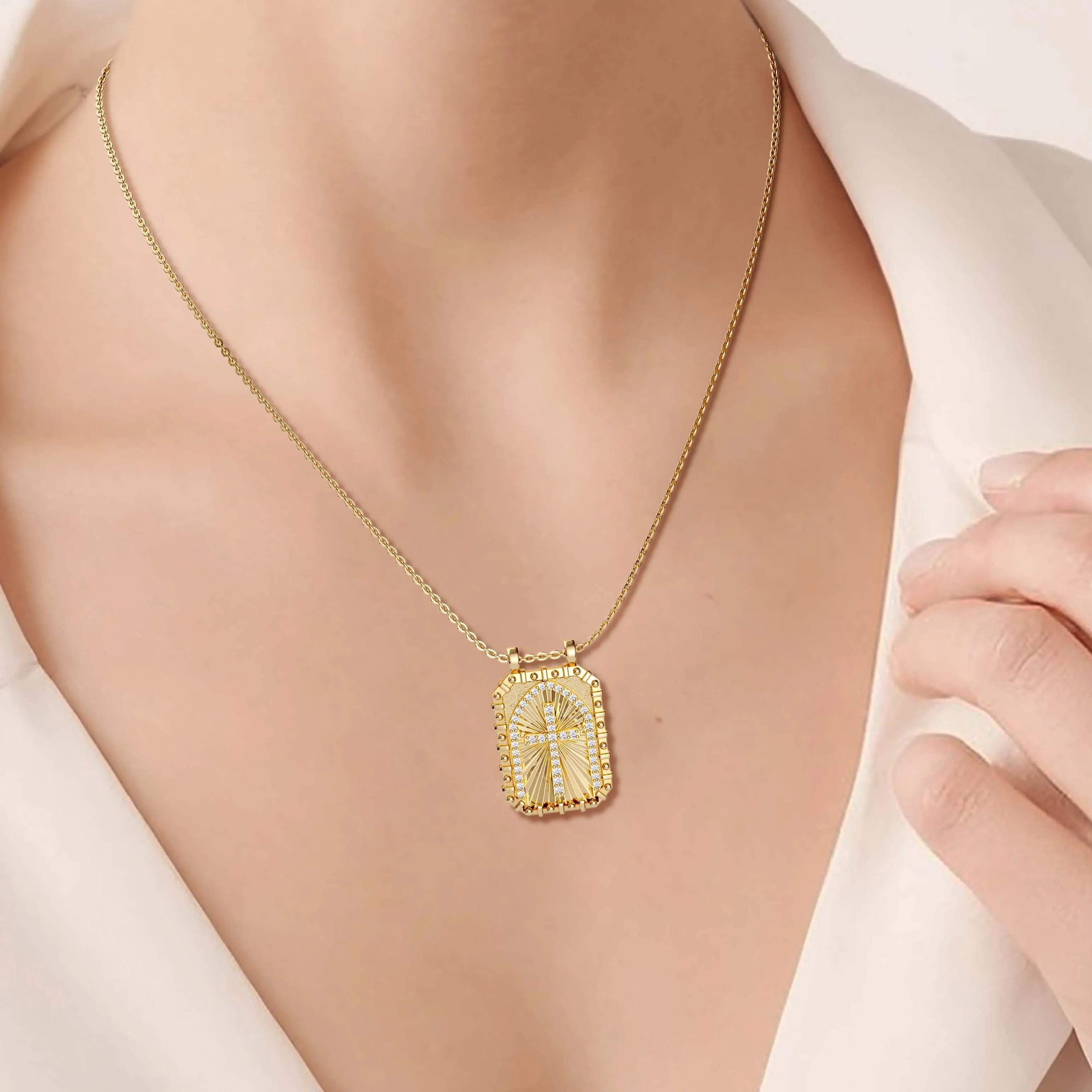 Personalized Cross Medallion Pendant Engraved Necklace sold by Vanimy Jewelry product image thumbnail 2