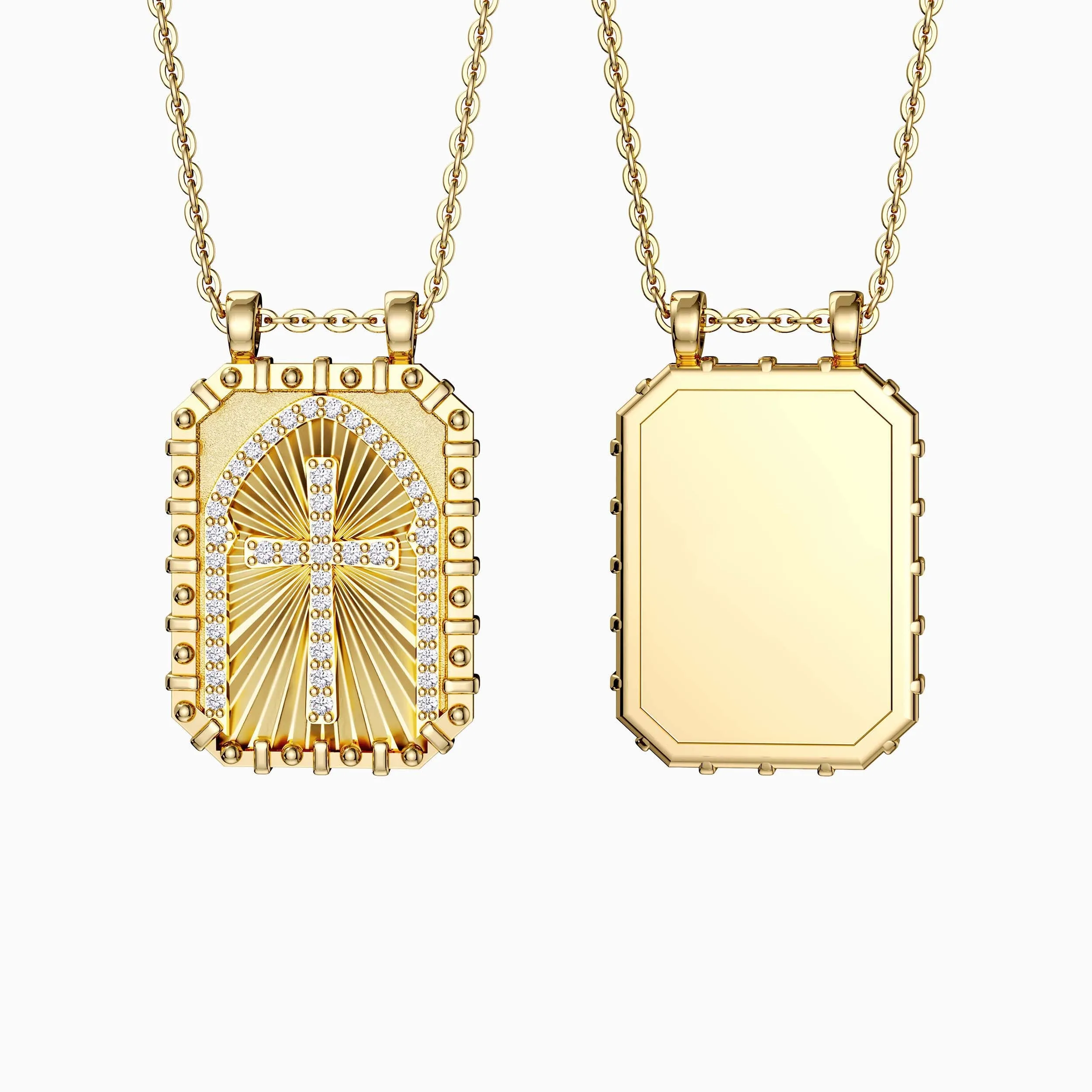 Personalized Cross Medallion Pendant Engraved Necklace sold by Vanimy Jewelry