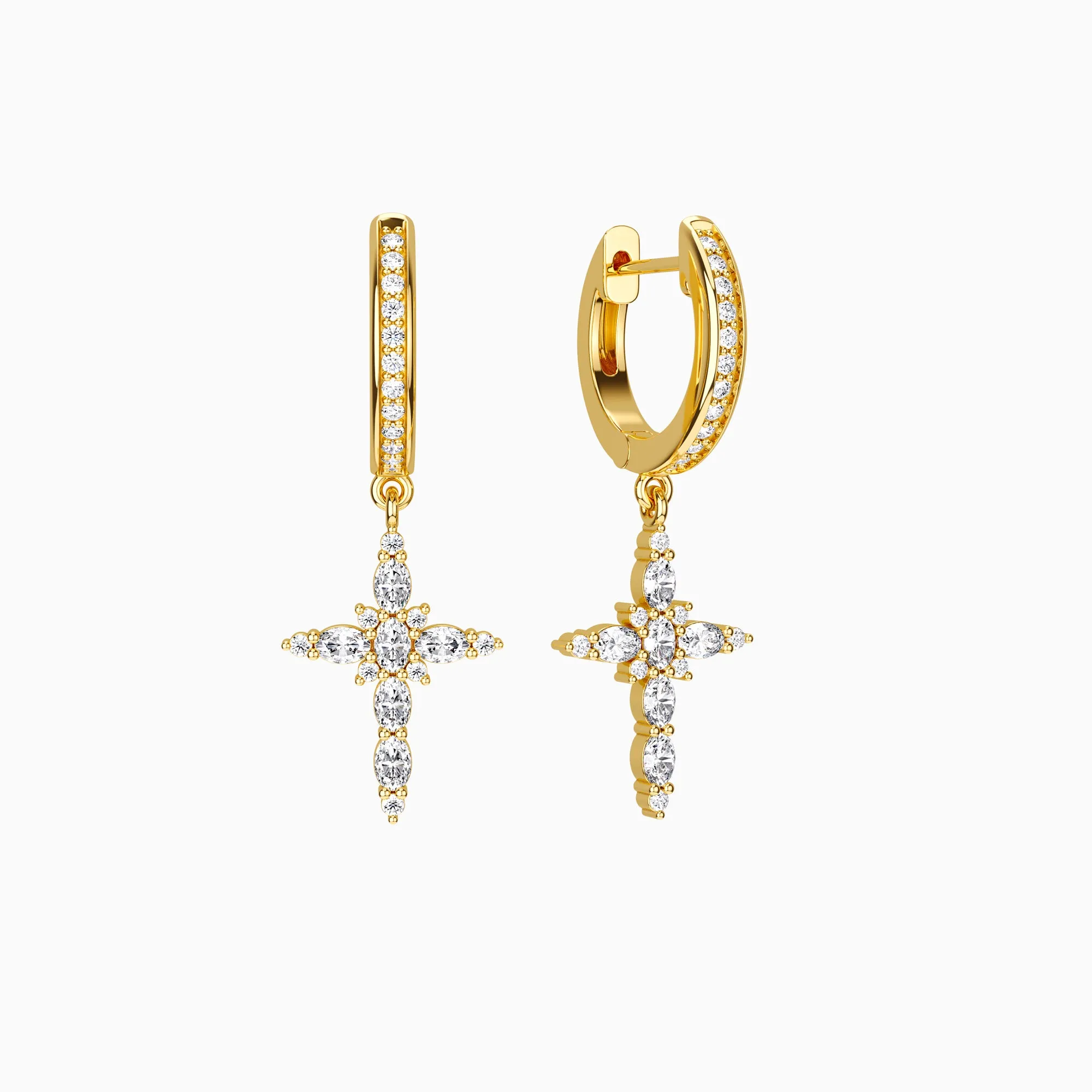 Byzantine Cross Amulet Huggie Hoop Earrings sold by Vanimy Jewelry