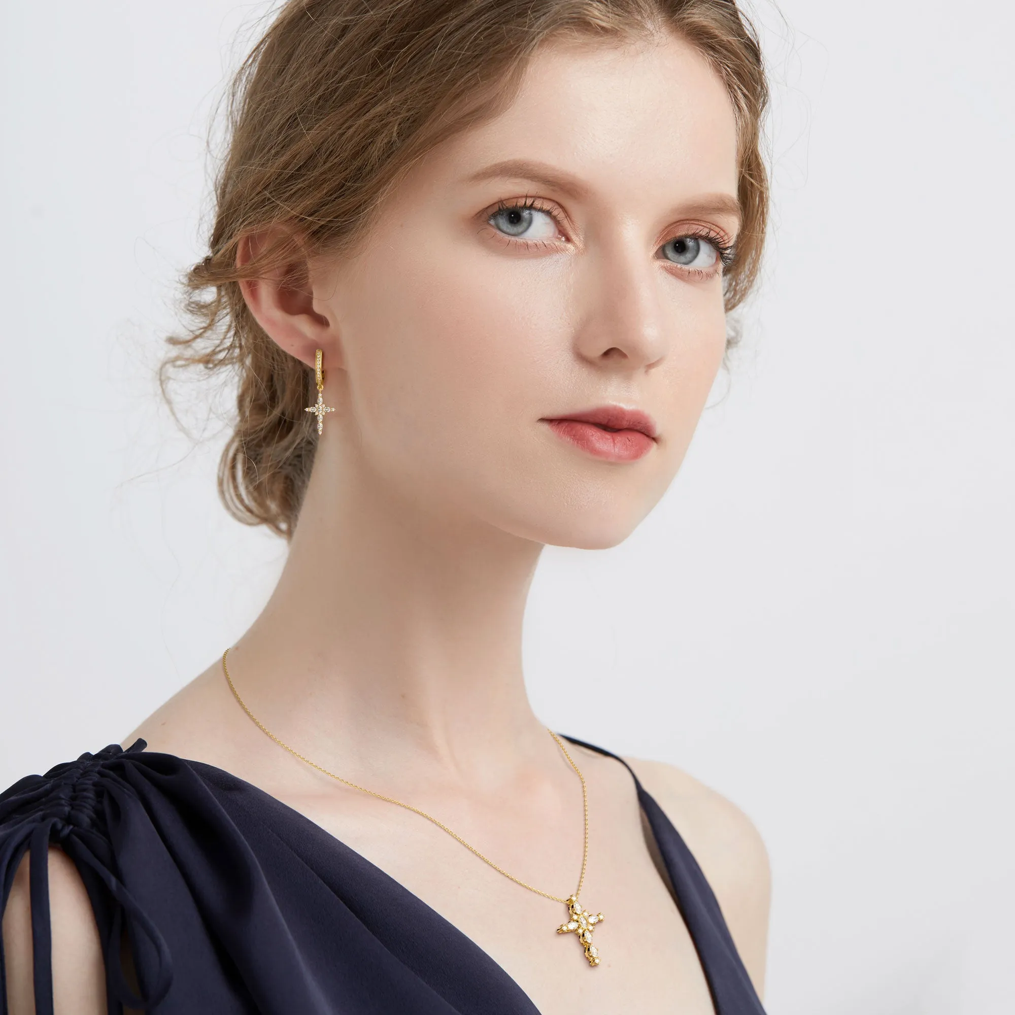 Byzantine Cross Amulet Huggie Hoop Earrings sold by Vanimy Jewelry product image thumbnail 4