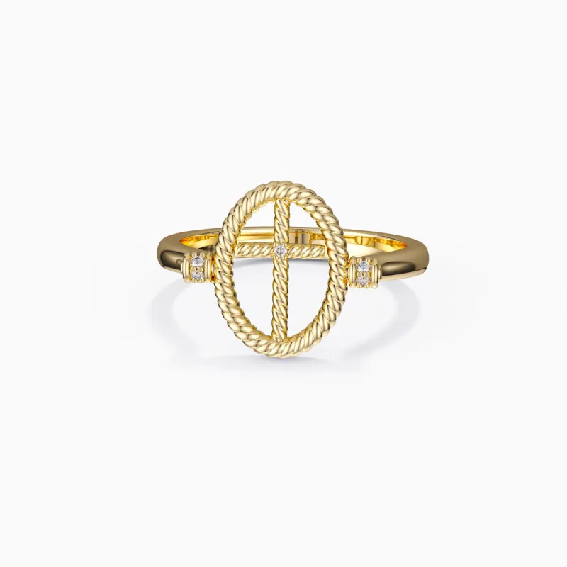 Oval Cross Band Ring sold by Vanimy Jewelry
