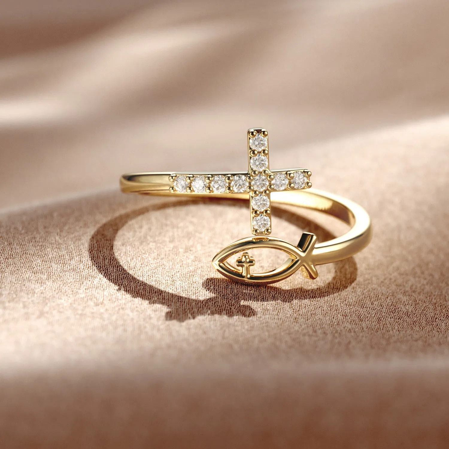 God Jesus Fish And Cross Ring sold by Vanimy Jewelry product image thumbnail 3