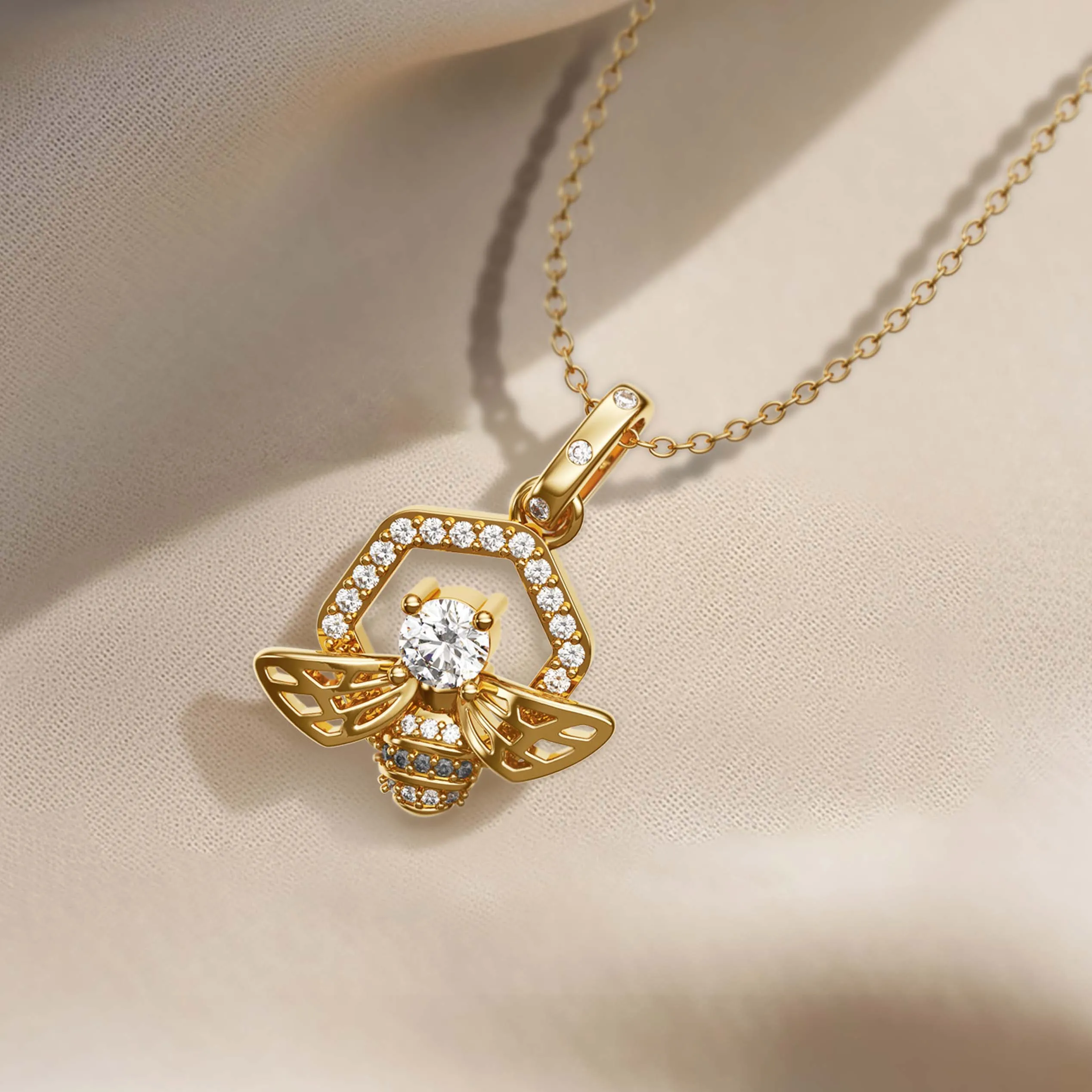 'Bee Together' Honeycomb Charm Pendant sold by Vanimy Jewelry product image thumbnail 5