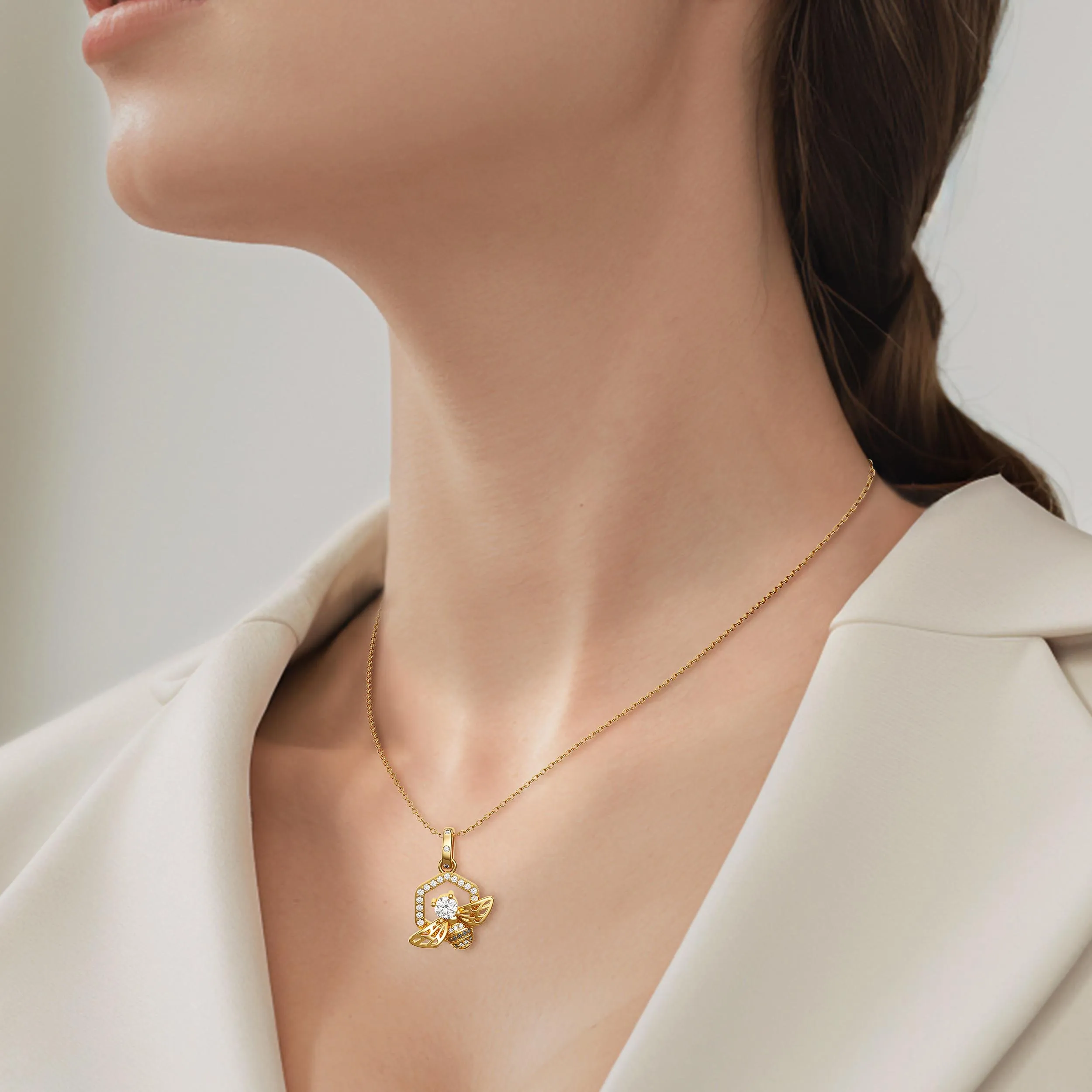 'Bee Together' Honeycomb Charm Pendant sold by Vanimy Jewelry product image thumbnail 3