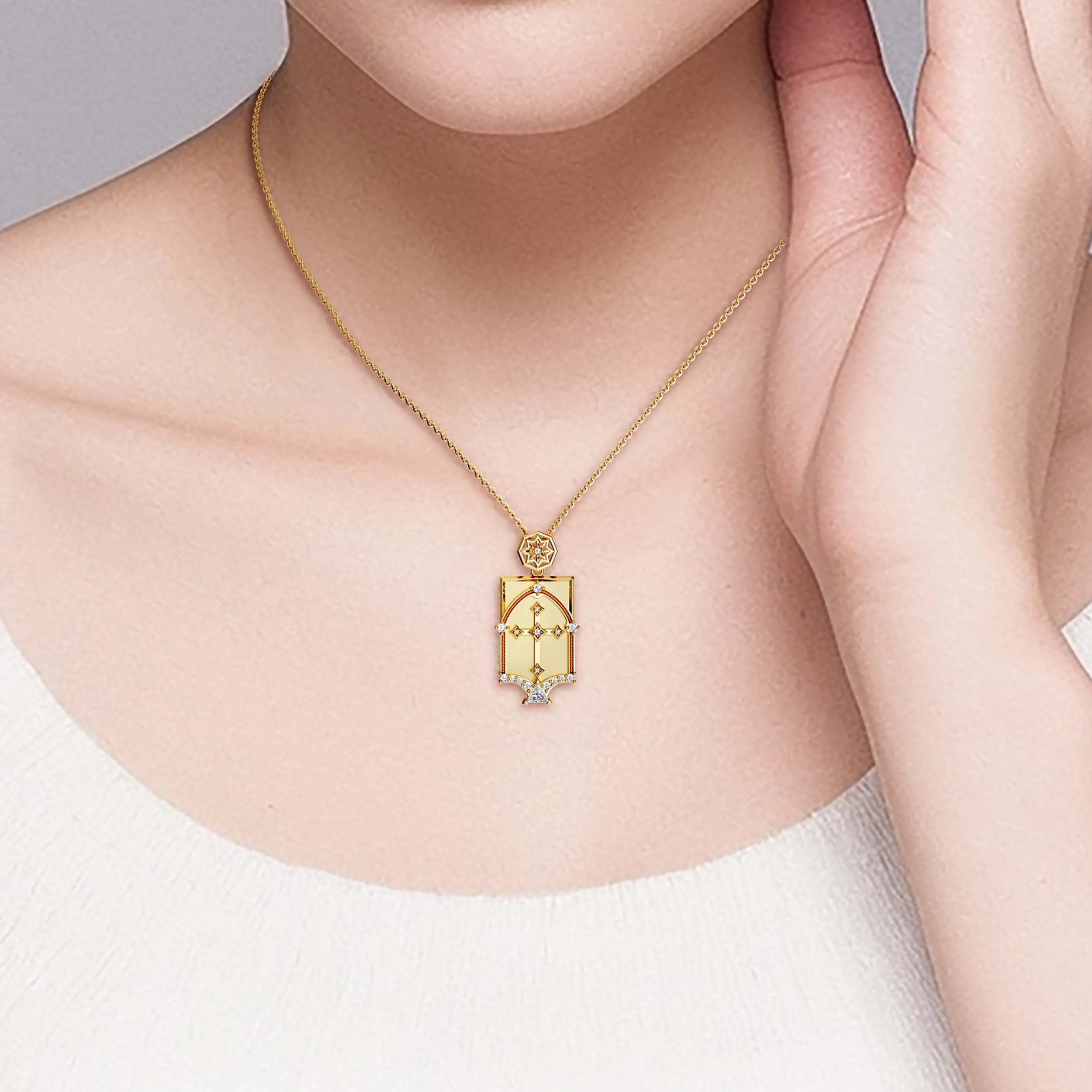 Be Strong And Courageous Cross Dome Engraved Necklace sold by Vanimy Jewelry product image thumbnail 2