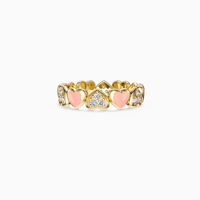 Eternity Heart Station Stackable Ring sold by Vanimy Jewelry