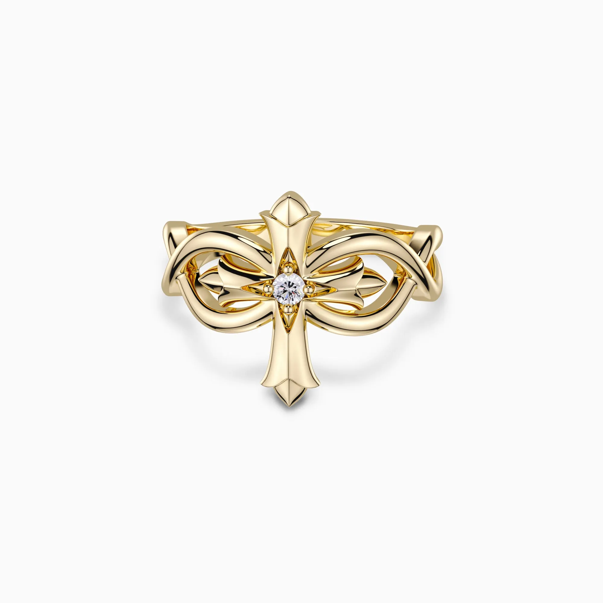 Fleur-de-Lis Ichthys Cross Statement Ring sold by Vanimy Jewelry