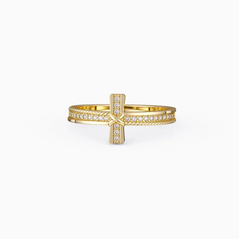 Cord X Cross Stackable Ring sold by Vanimy Jewelry