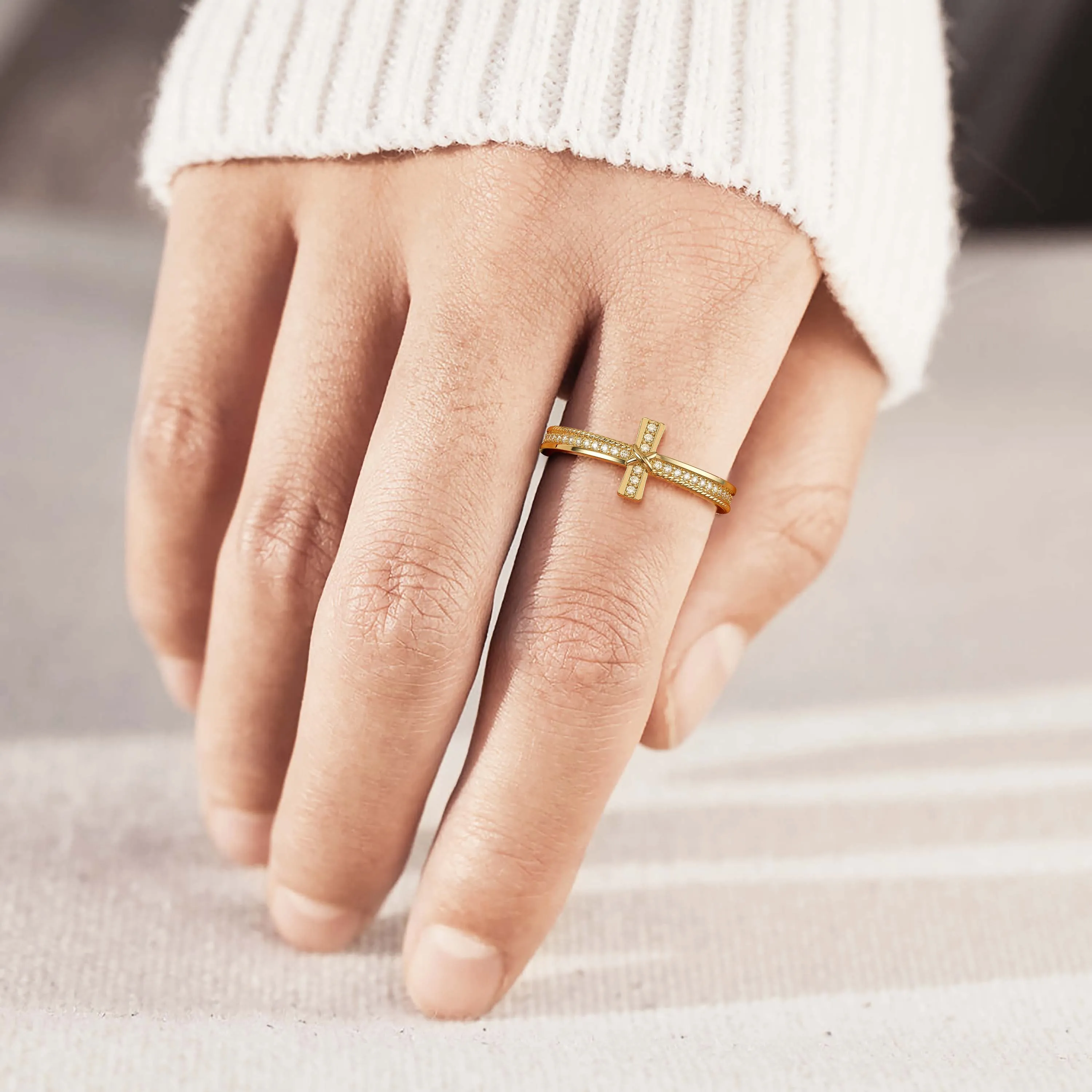 Cord X Cross Stackable Ring sold by Vanimy Jewelry product image thumbnail 2