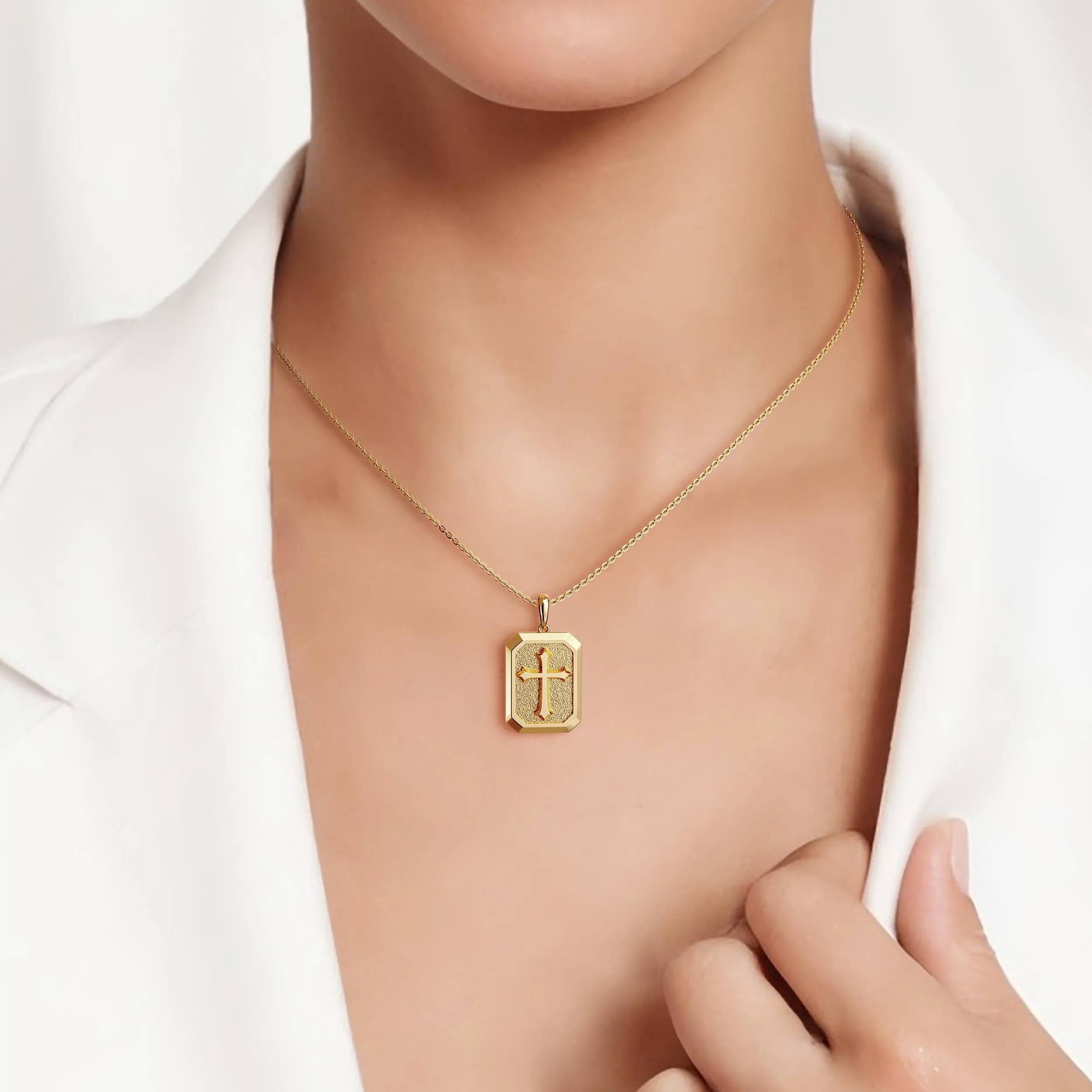 Be Strong And Courageous Cross Engraved Necklace sold by Vanimy Jewelry product image thumbnail 3