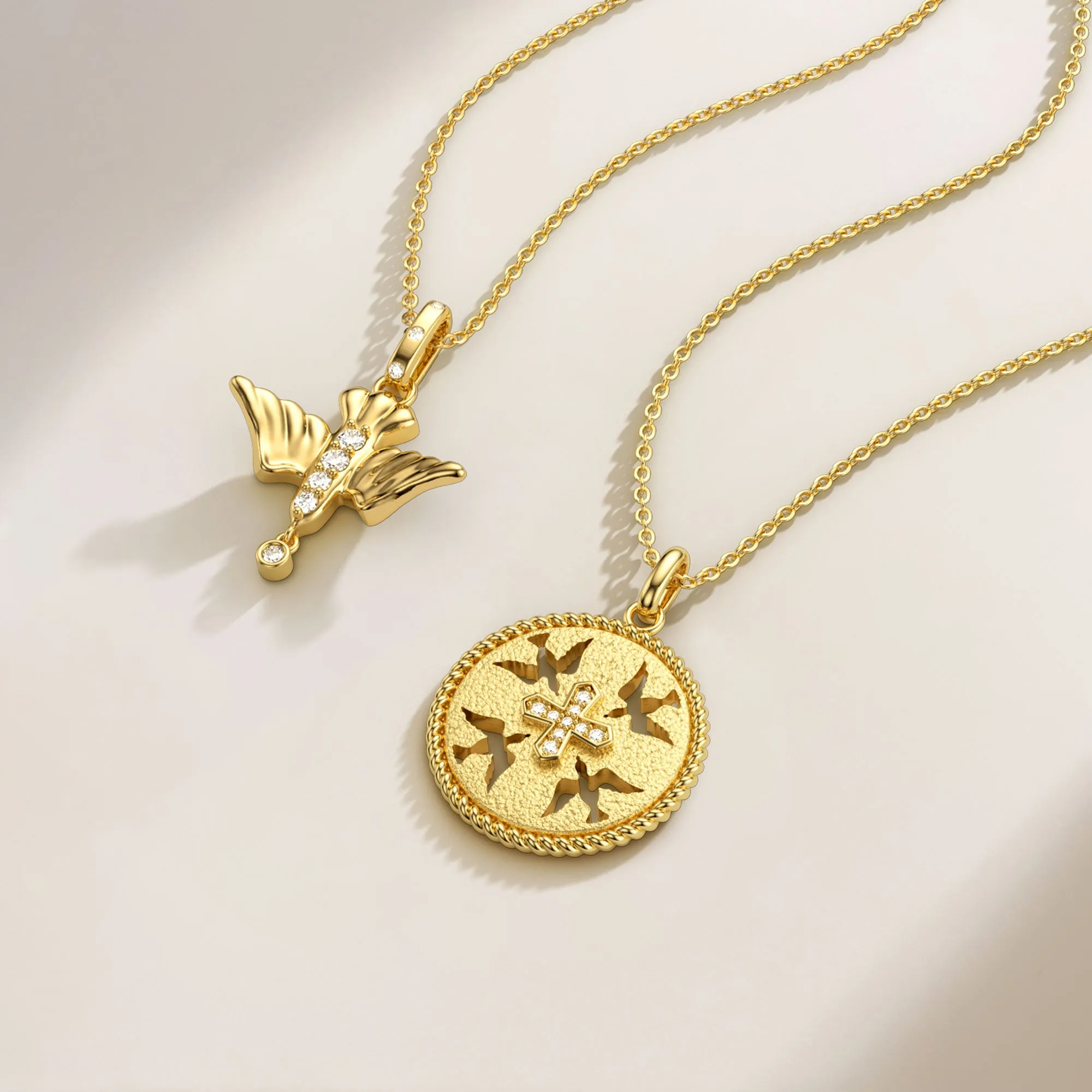 Boundless Love Cut-Out Doves Cross Medallion Necklace sold by Vanimy Jewelry product image thumbnail 5